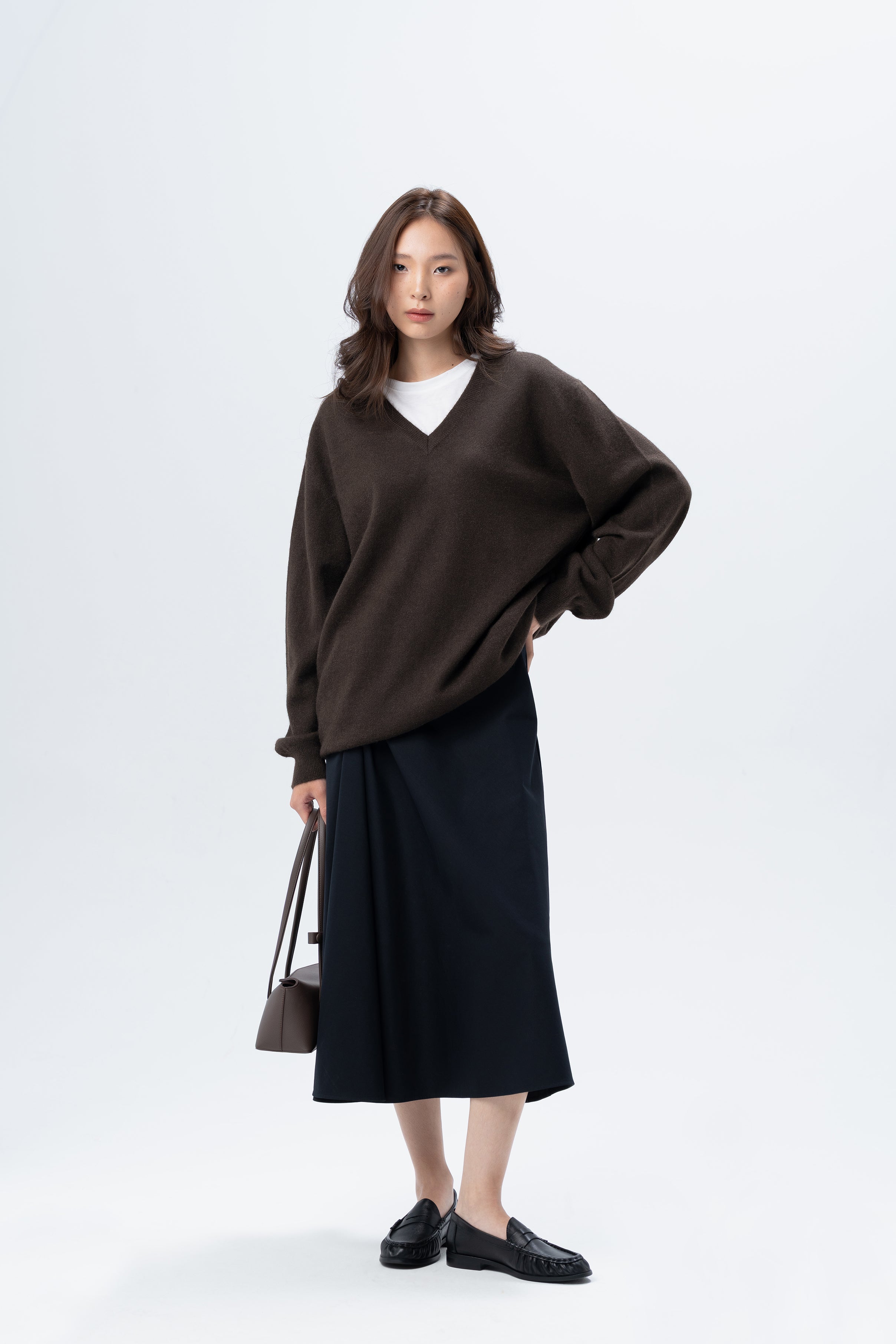 Brown V-Neck Jumper