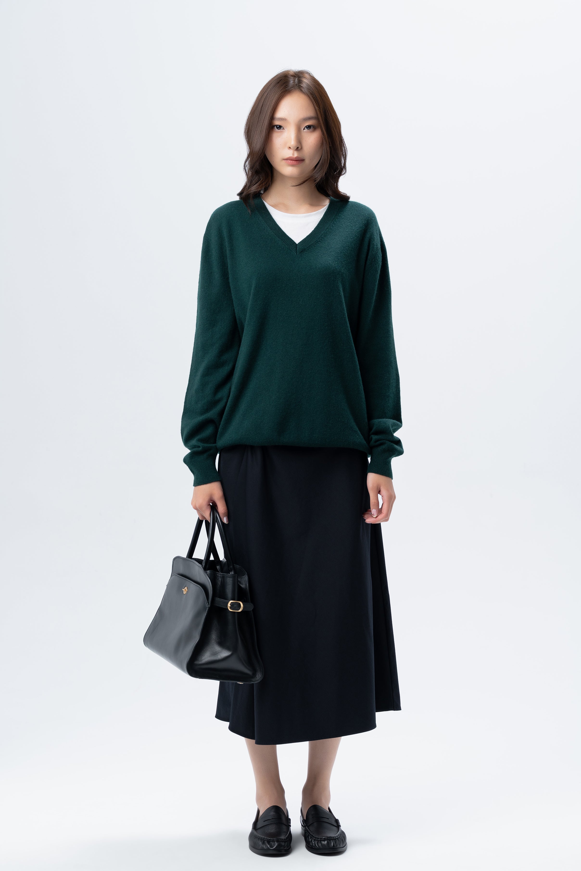 Dark Green V-Neck Jumper