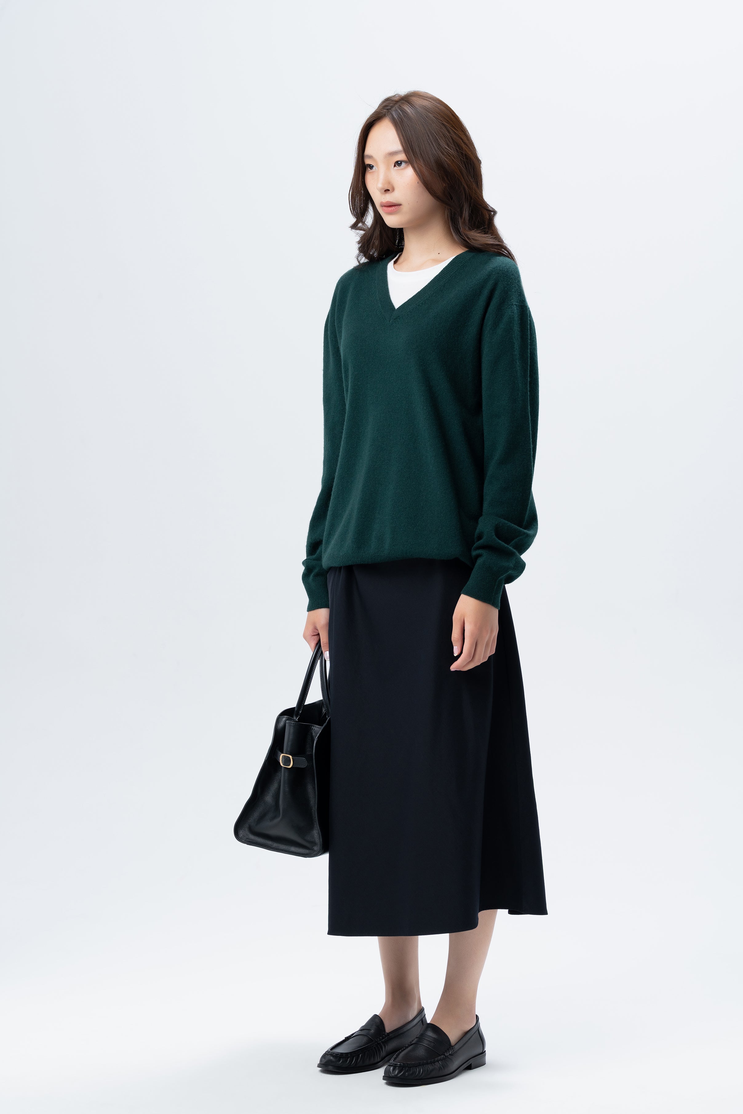 Dark Green V-Neck Jumper