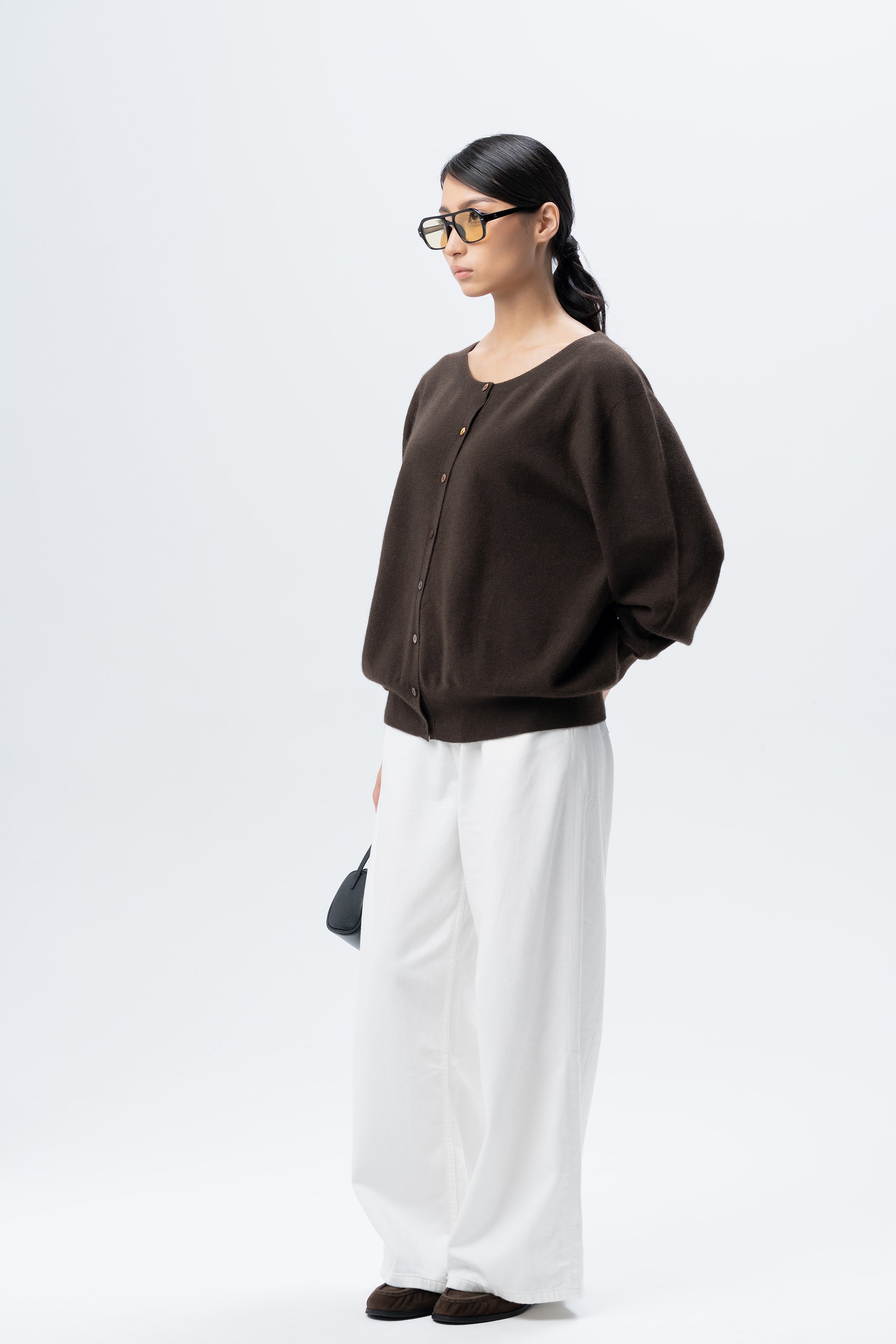 Crewneck Button Cardigan