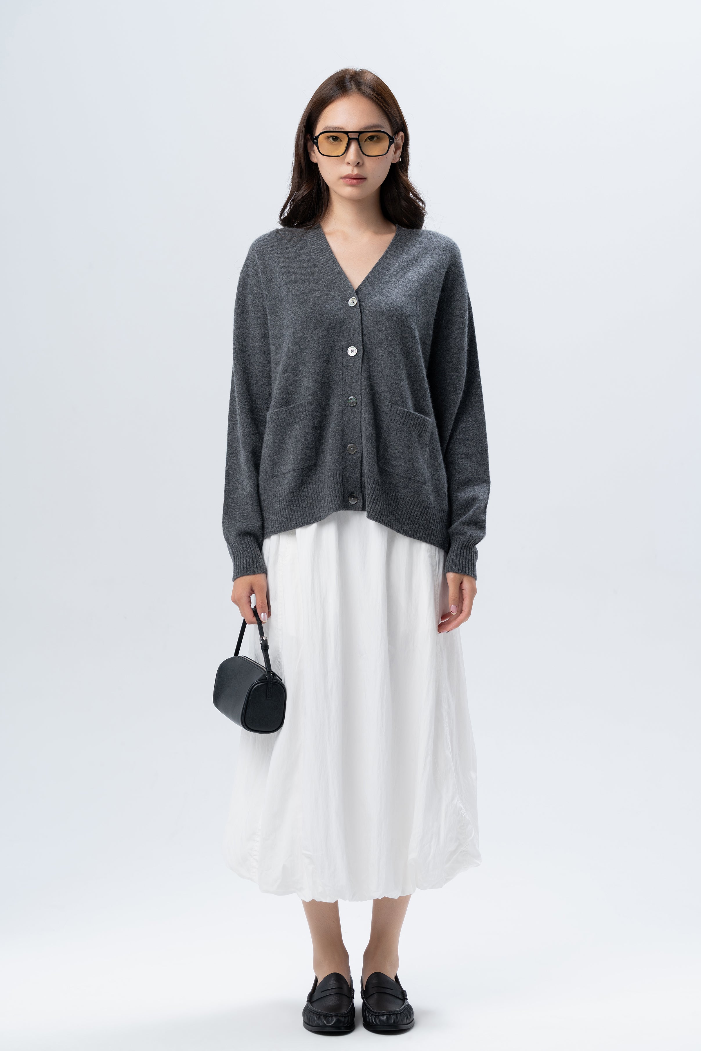 Grey Cardigan with Silver Buttons