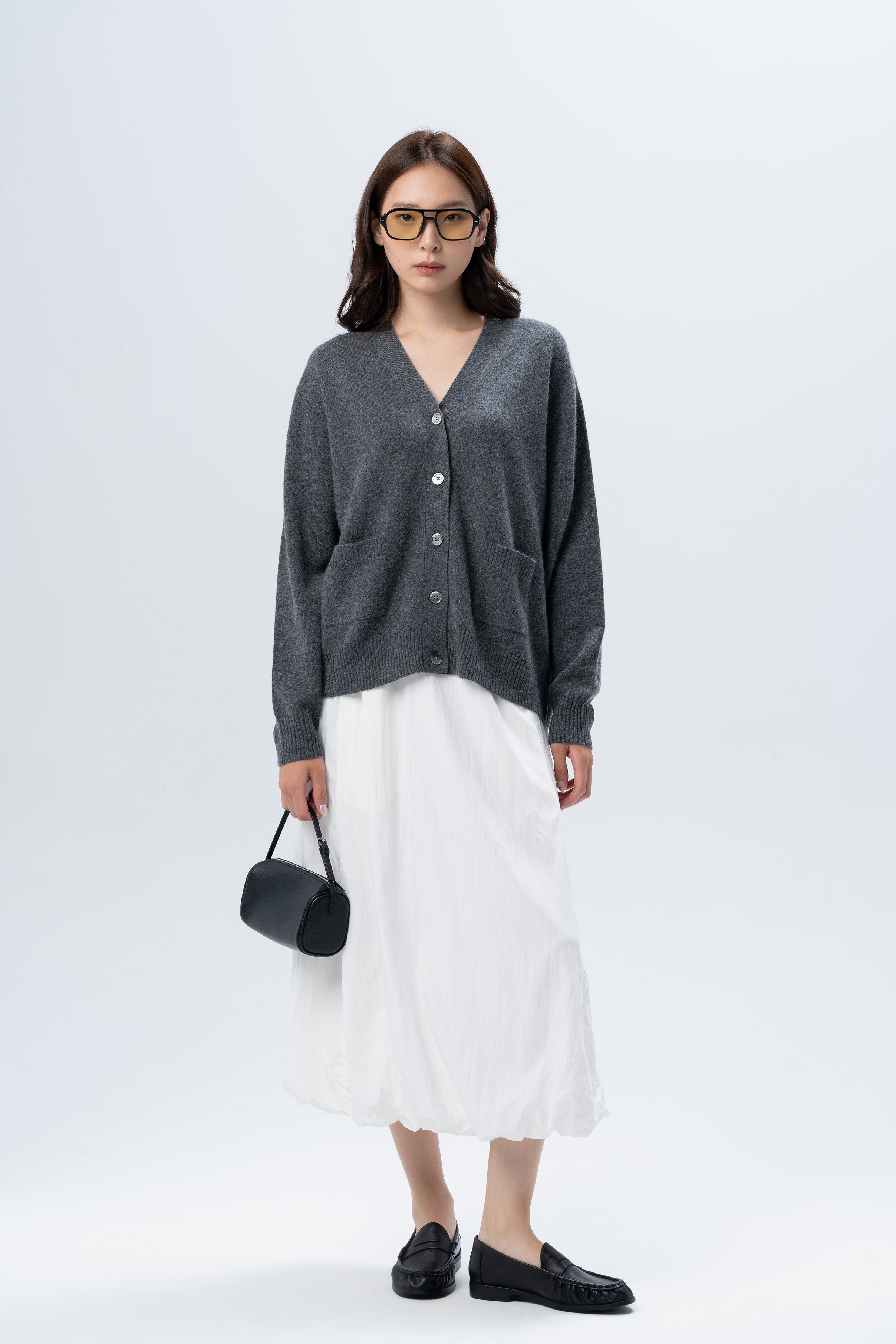 Grey Cardigan with Silver Buttons