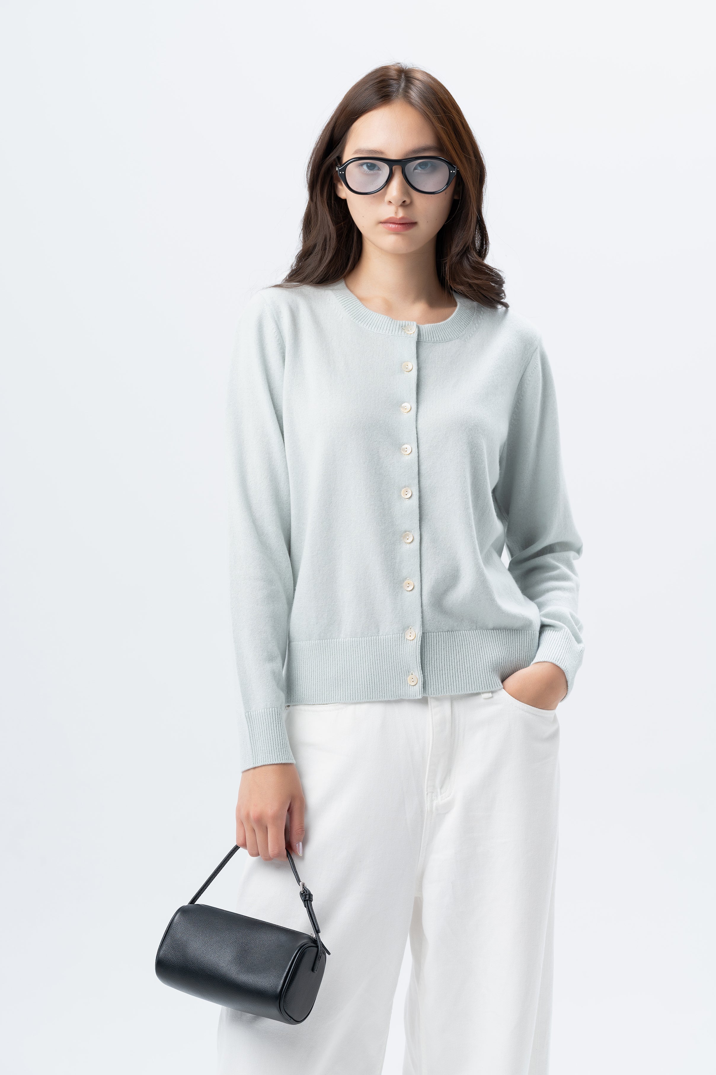 Crew-neck cardigan