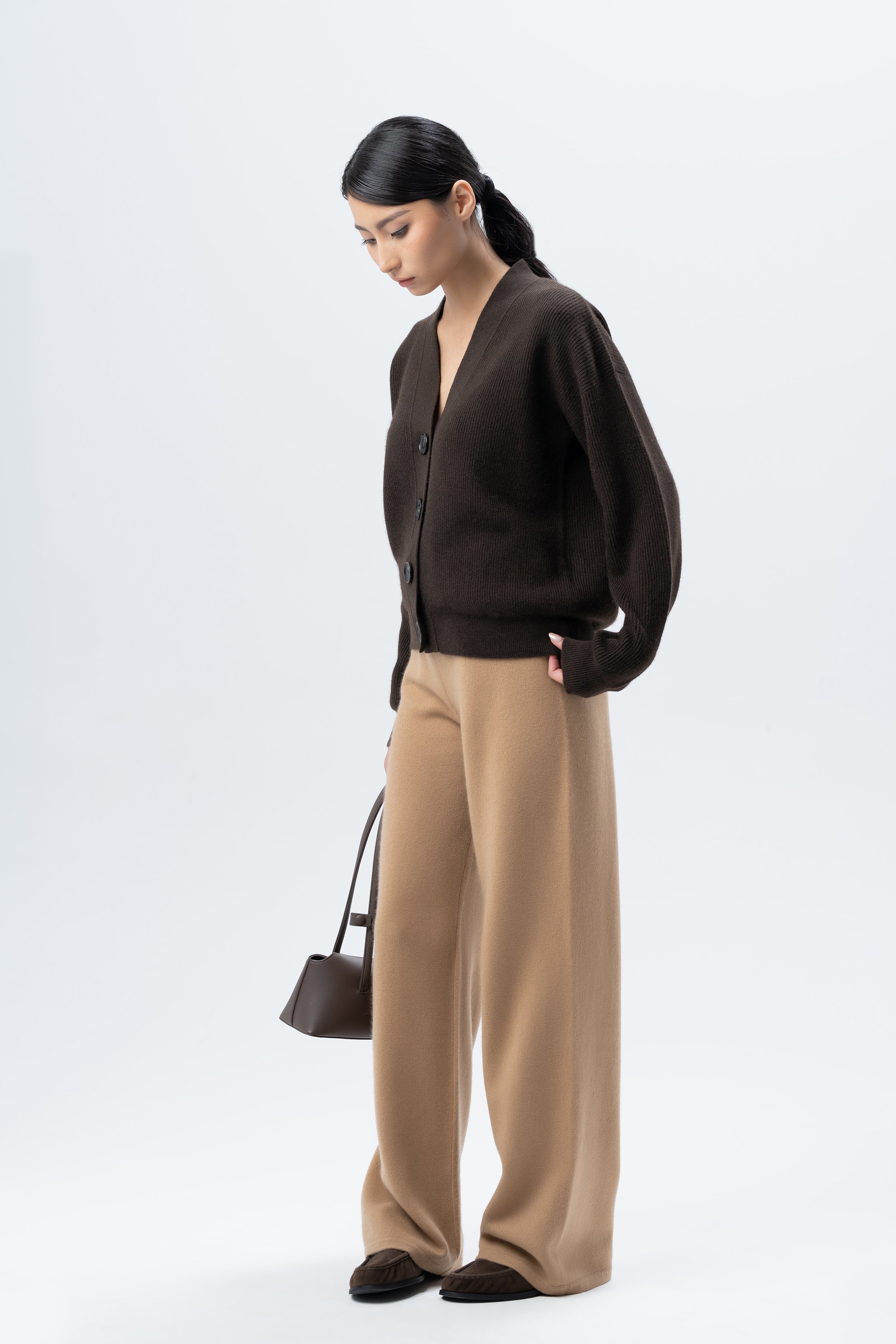 Brown V-Neck Cardigan