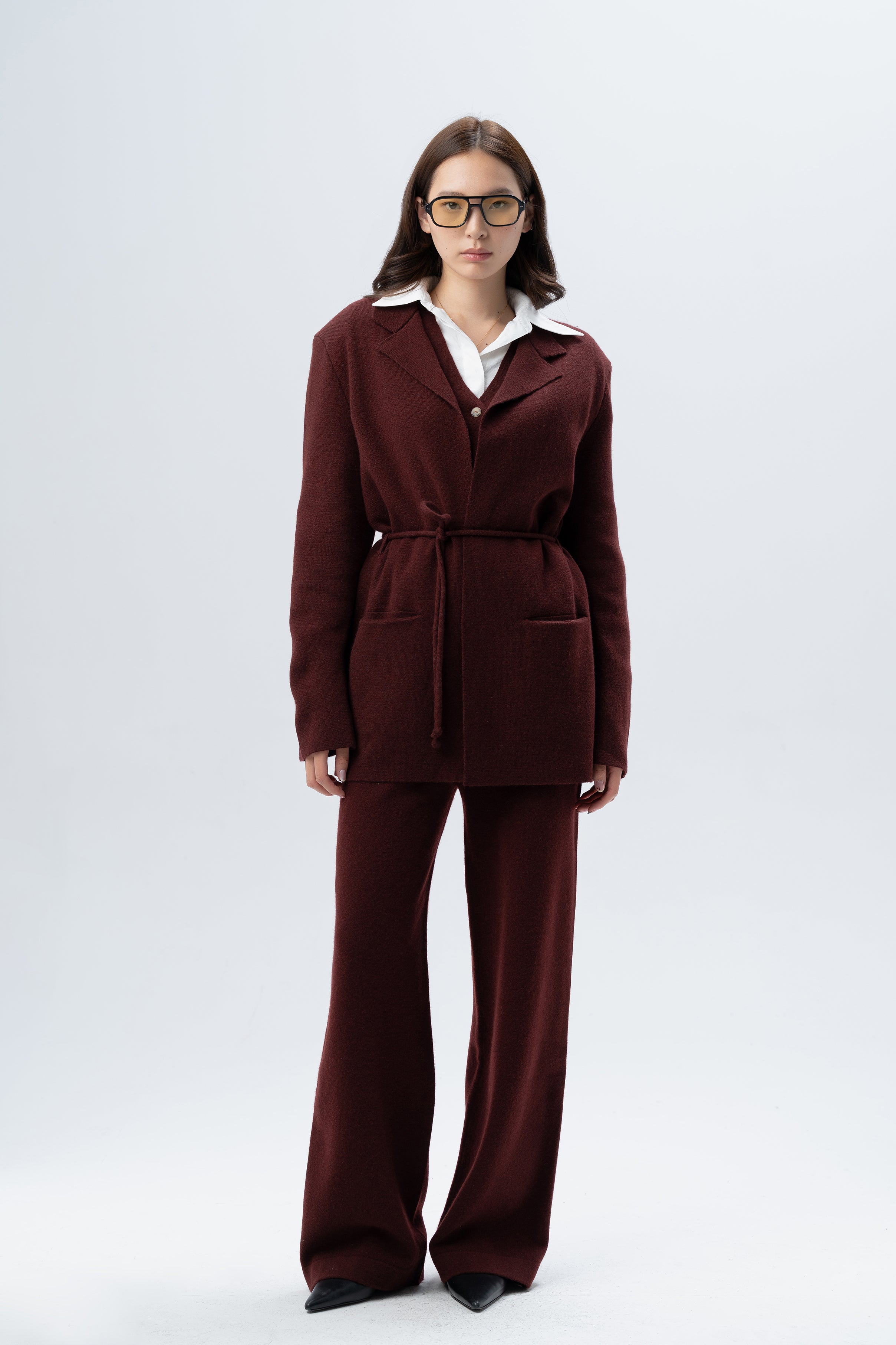 Tonot Burgundy Cashmere Blazer