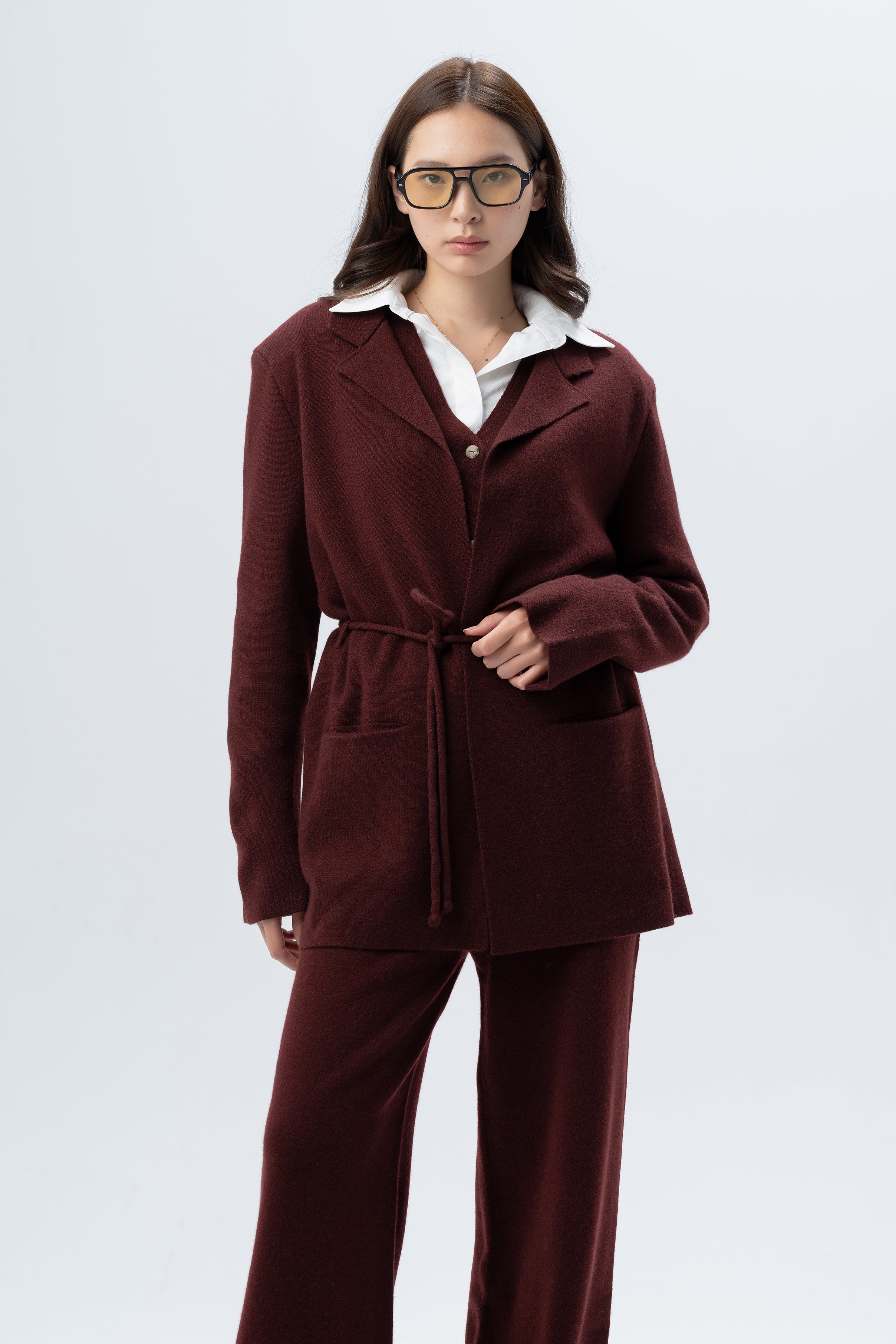 Tonot Burgundy Cashmere Blazer