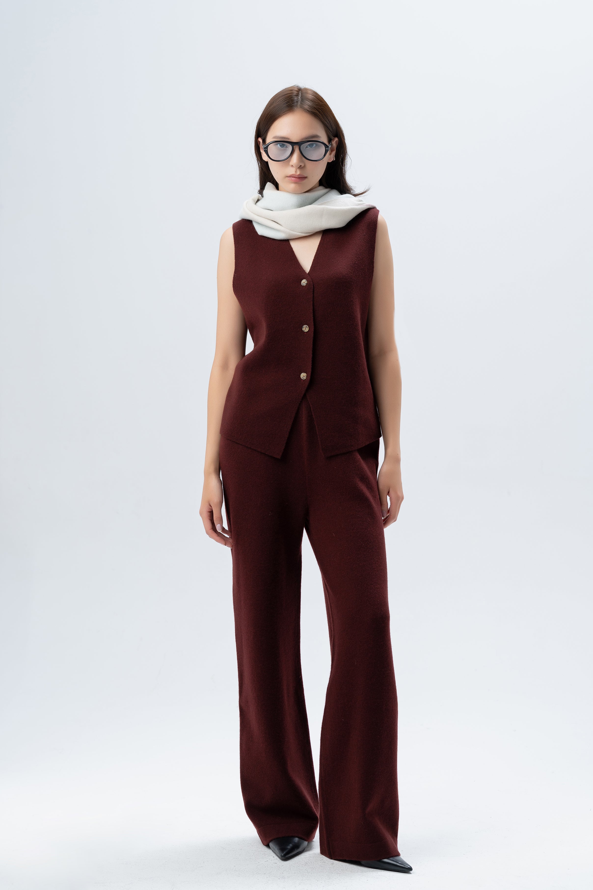 Tonot Burgundy Cashmere Vest