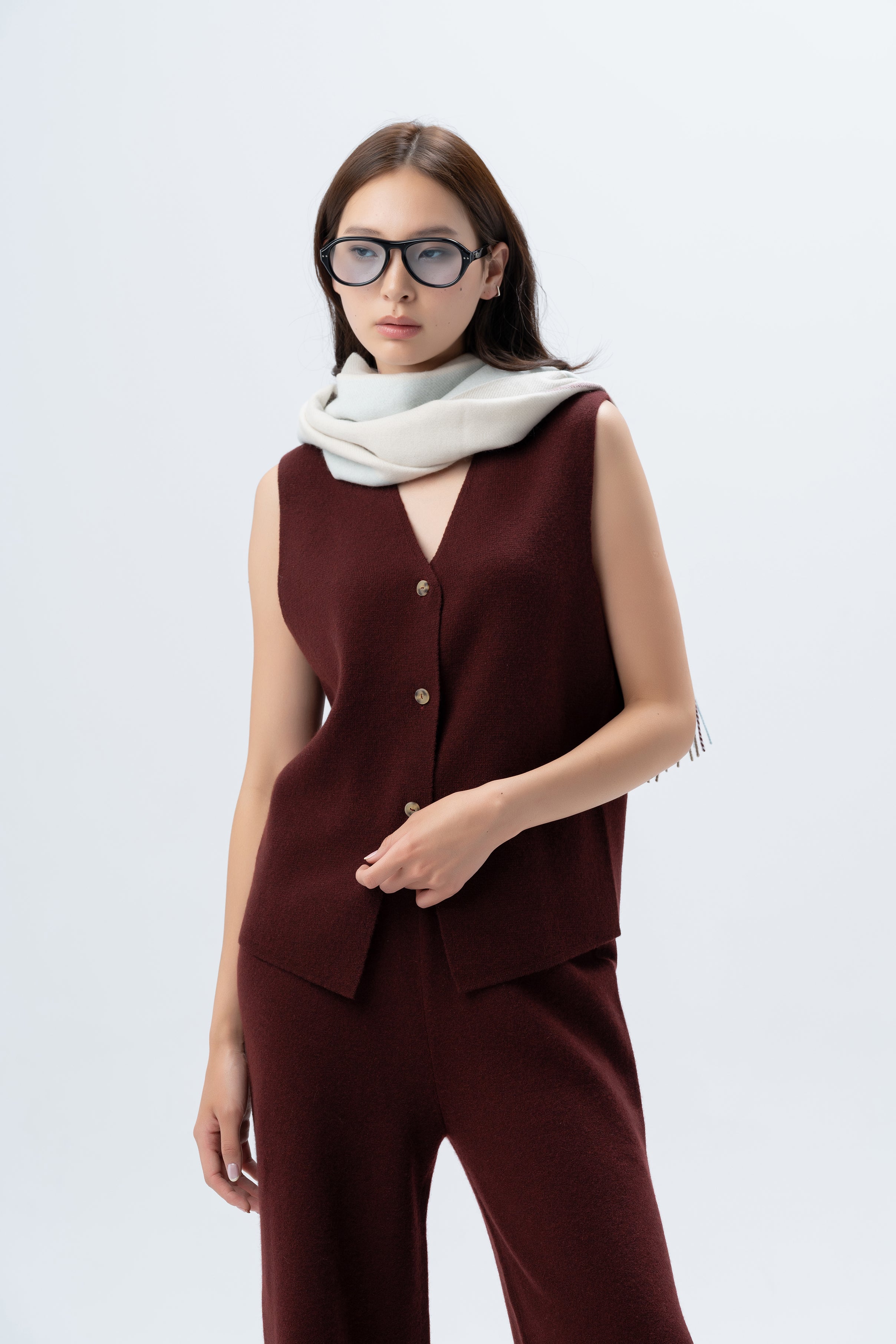 Tonot Burgundy Cashmere Vest