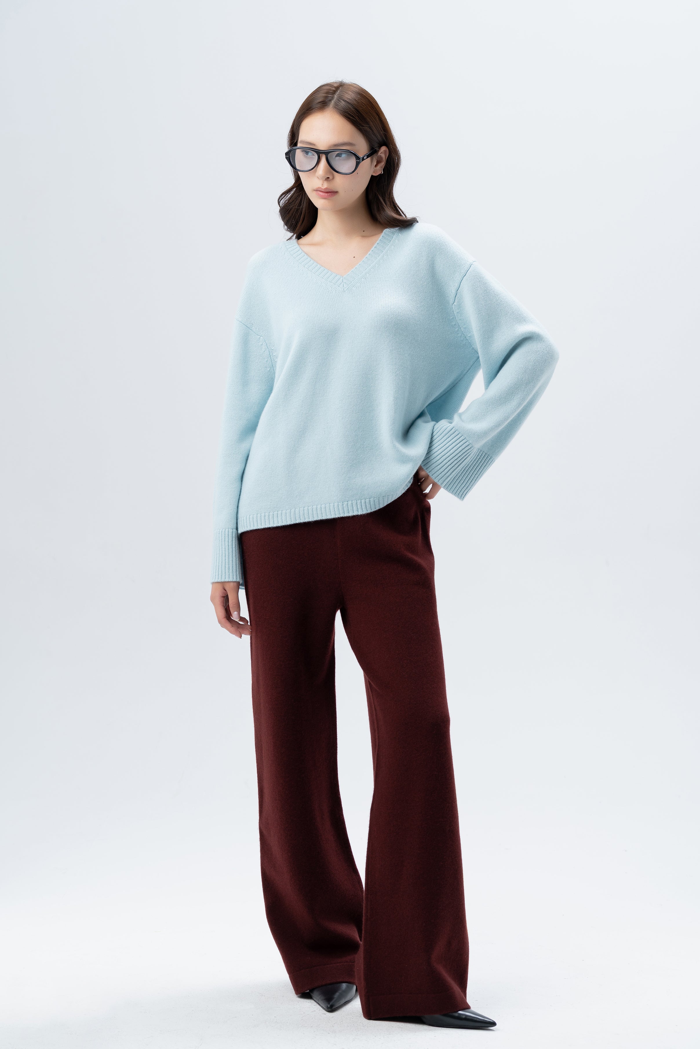 Tonot Light Blue V-Neck Jumper