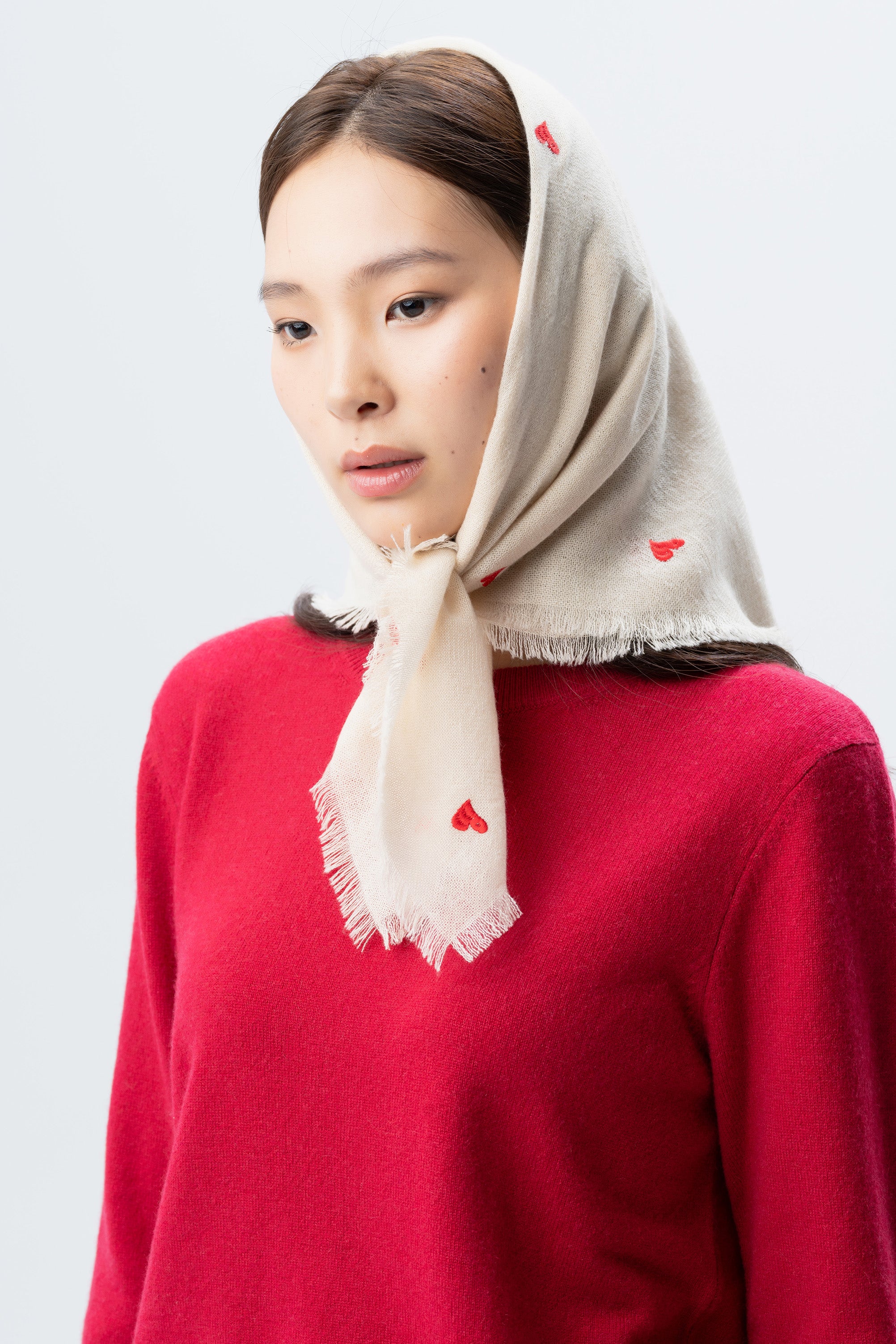 Atoz Heart Embroidered Cashmere Scarf