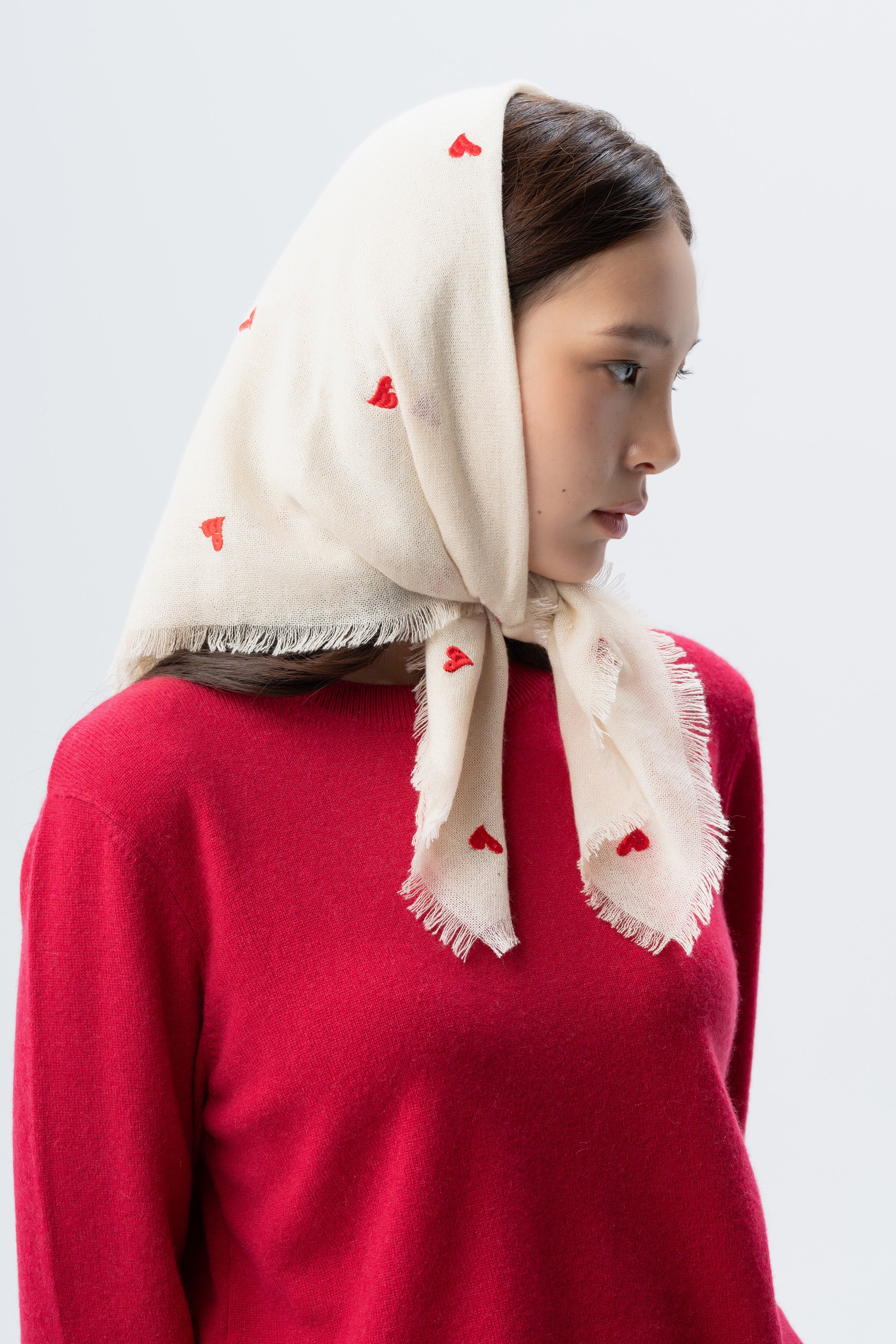 Atoz Heart Embroidered Cashmere Scarf