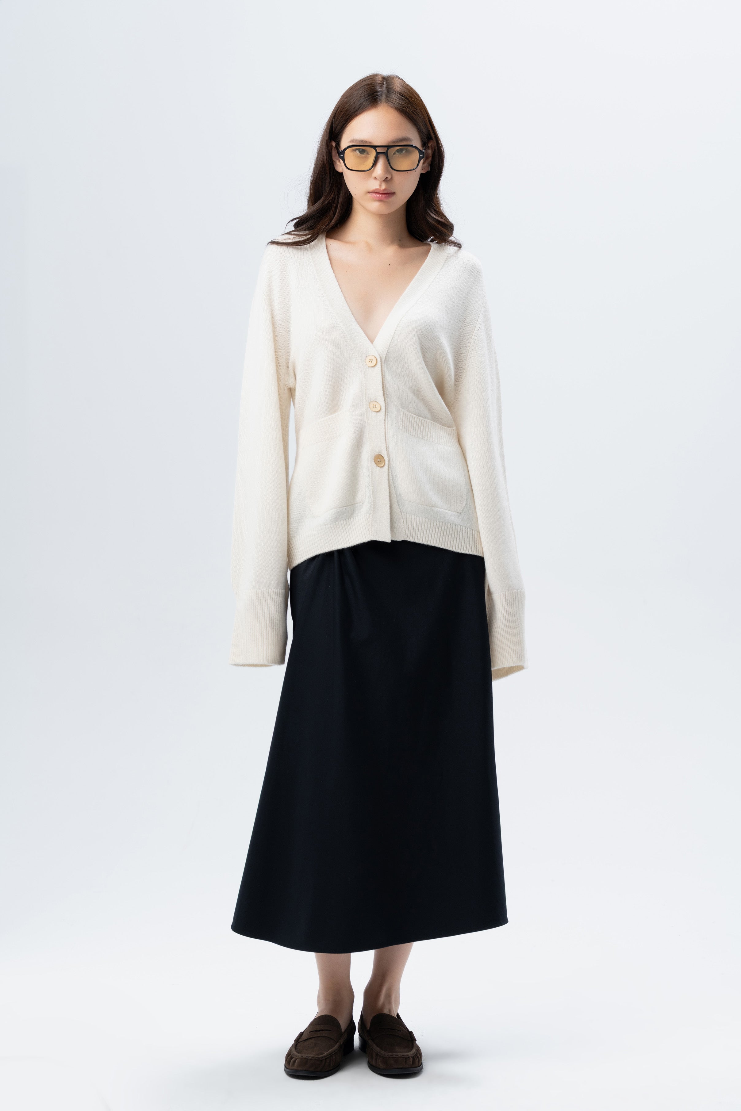 Tana Knitwear Cream V-Neck Cardigan