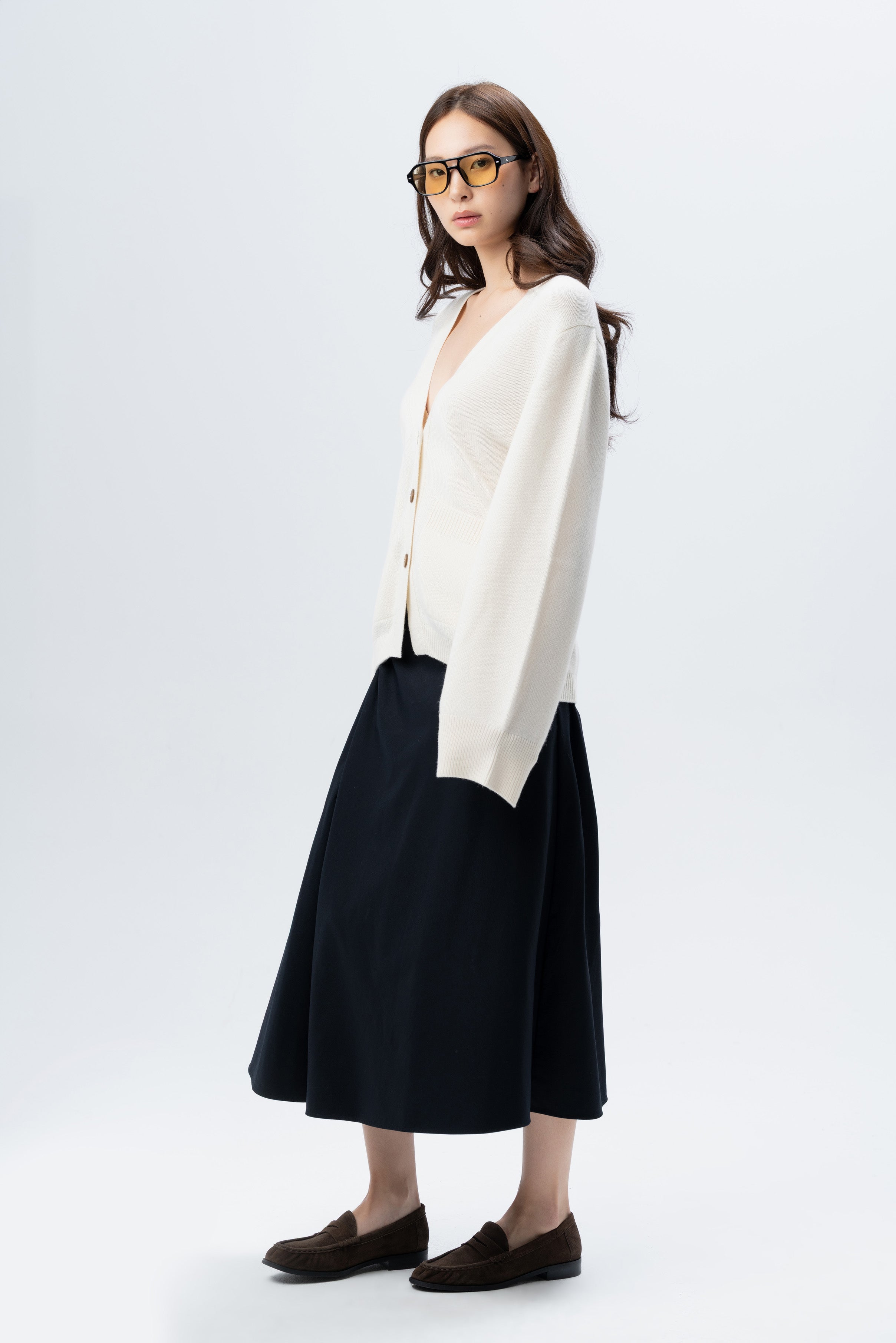 Tana Knitwear Cream V-Neck Cardigan