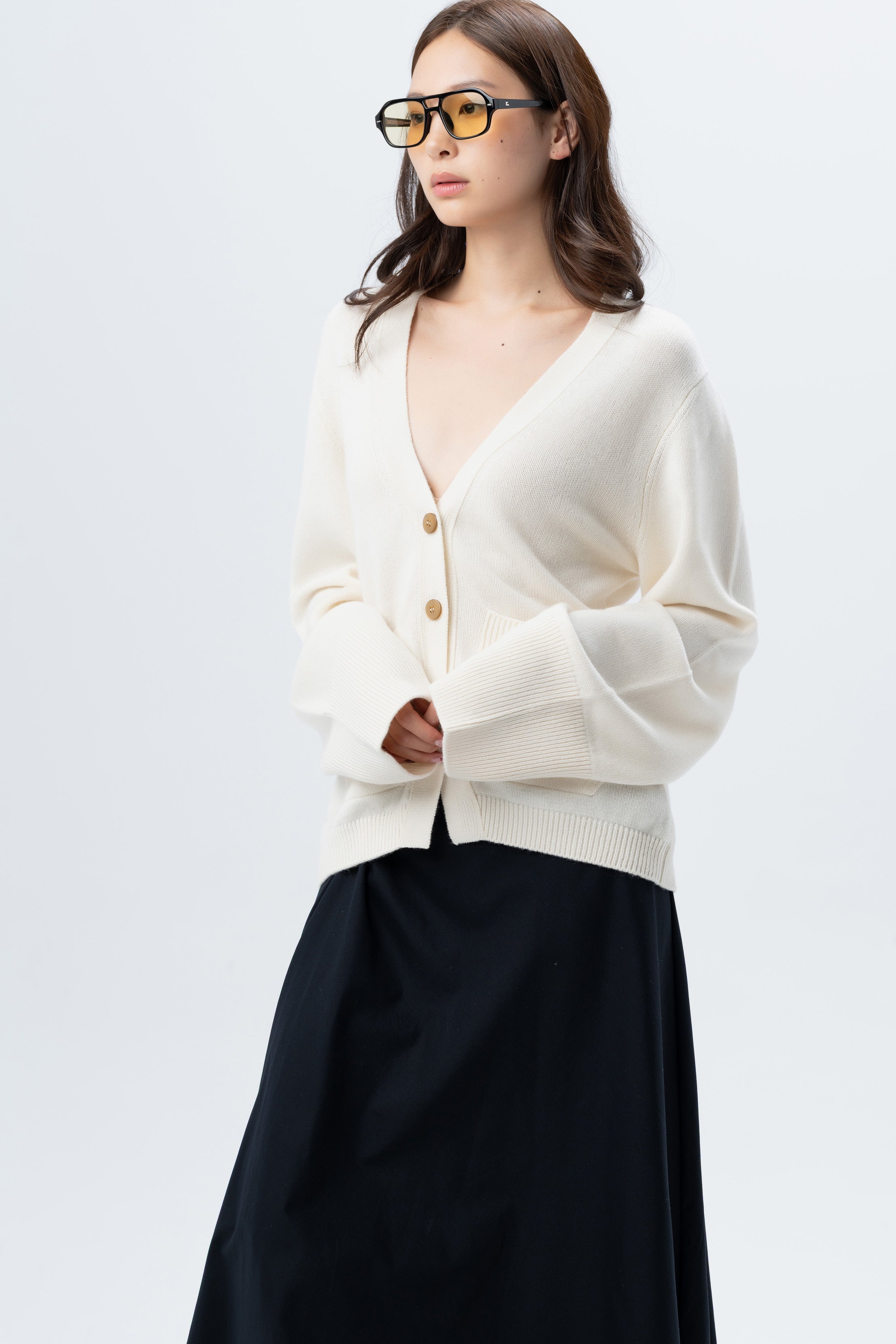 Tana Knitwear Cream V-Neck Cardigan