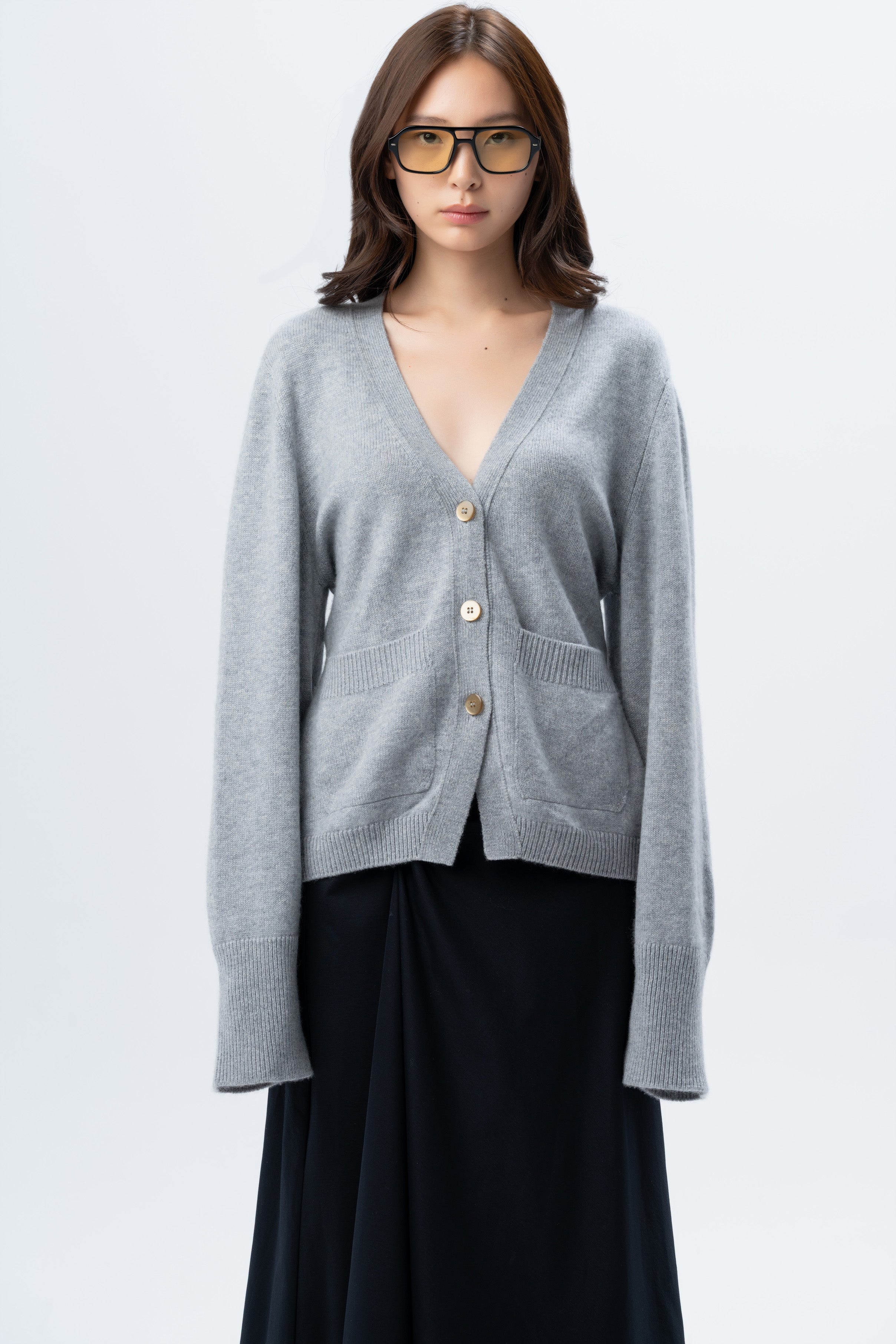 Tana Knitwear Grey V-Neck Cardigan