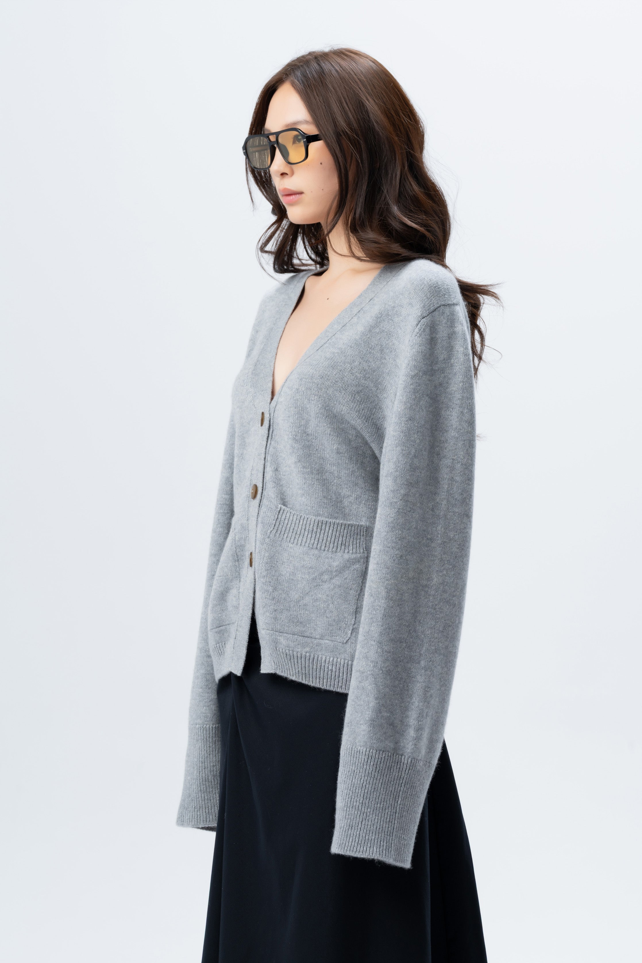 Tana Knitwear Grey V-Neck Cardigan