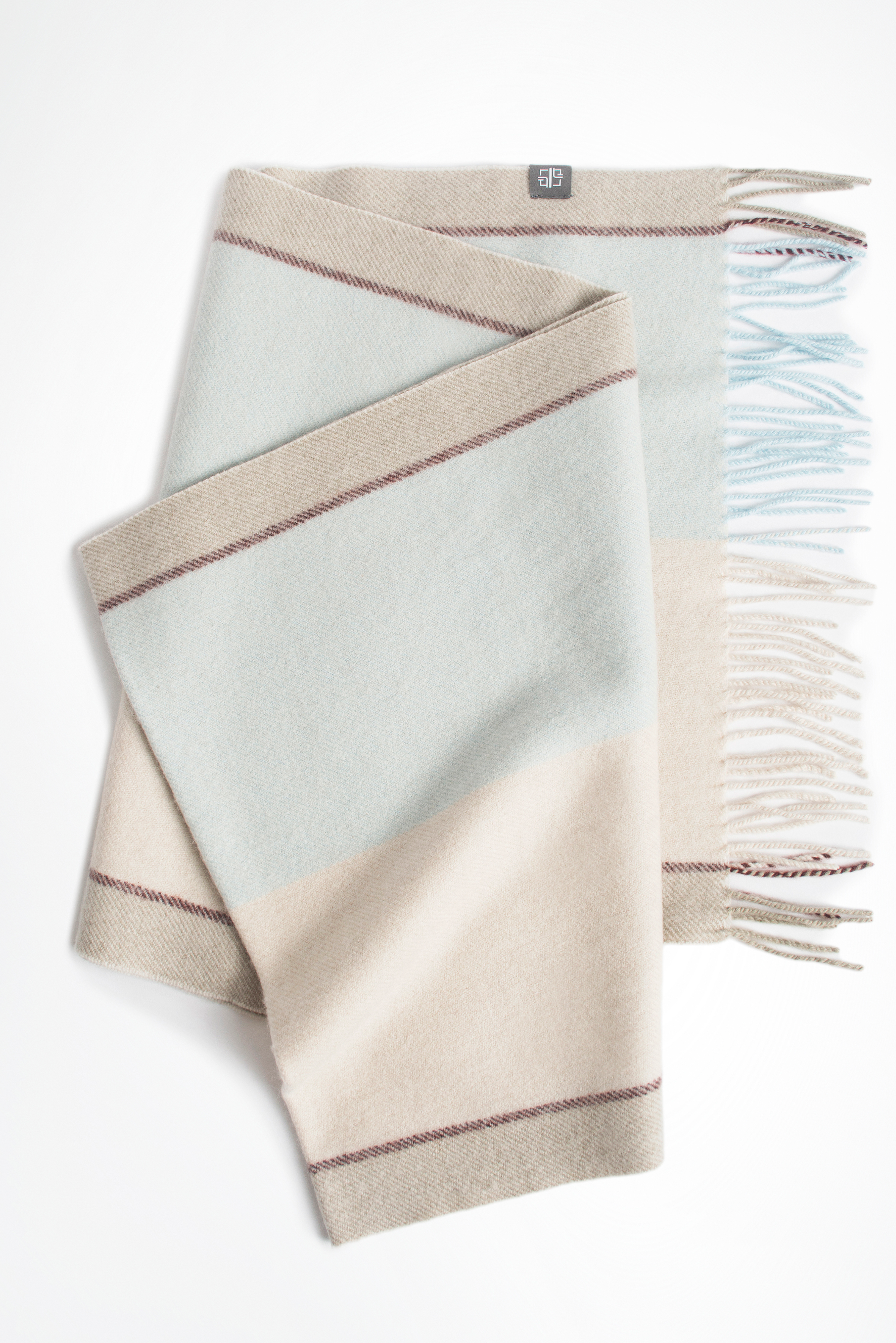 Light Blue Scarf with Burgundy Accent