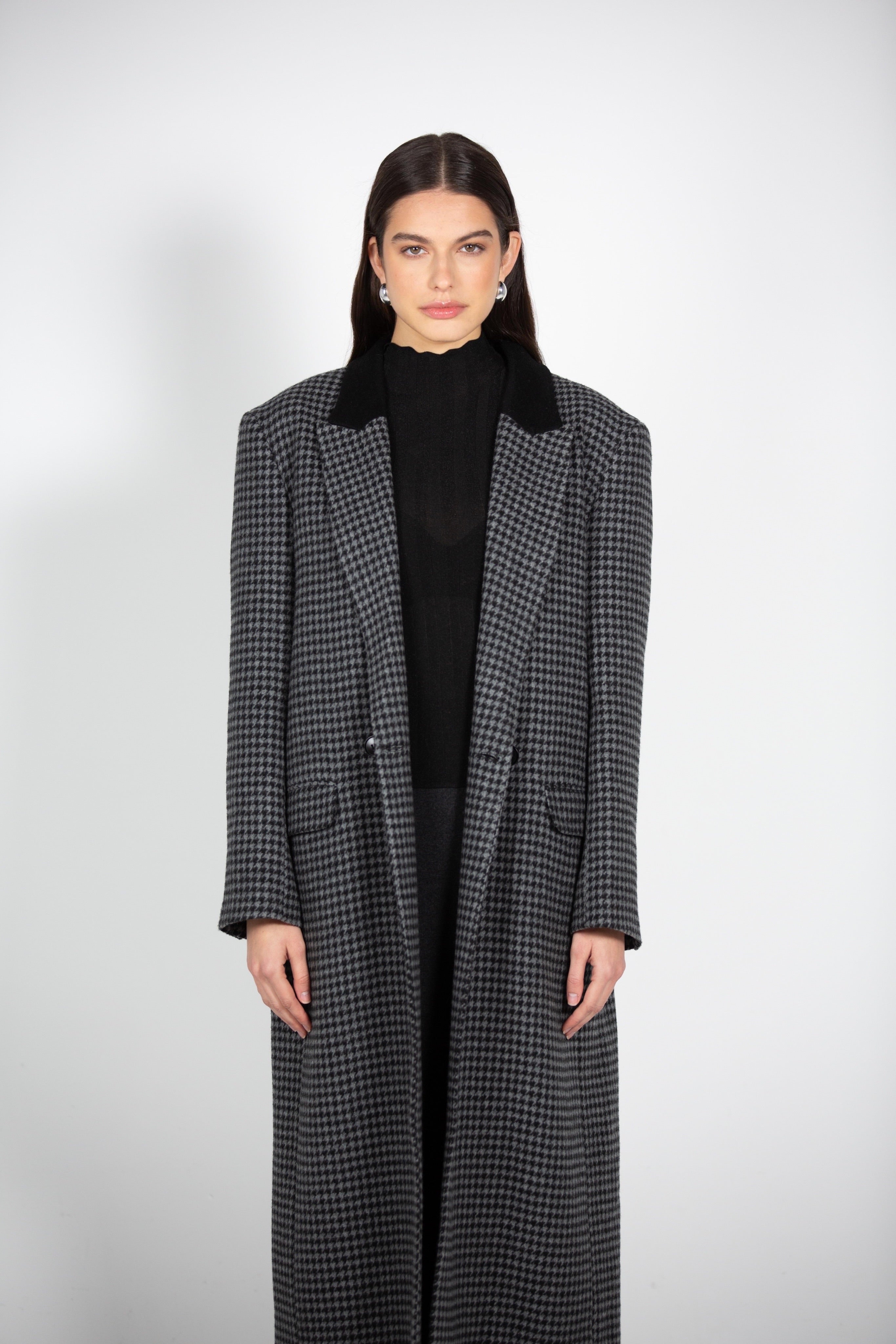 Noemi's Houndstooth Maxi Coat