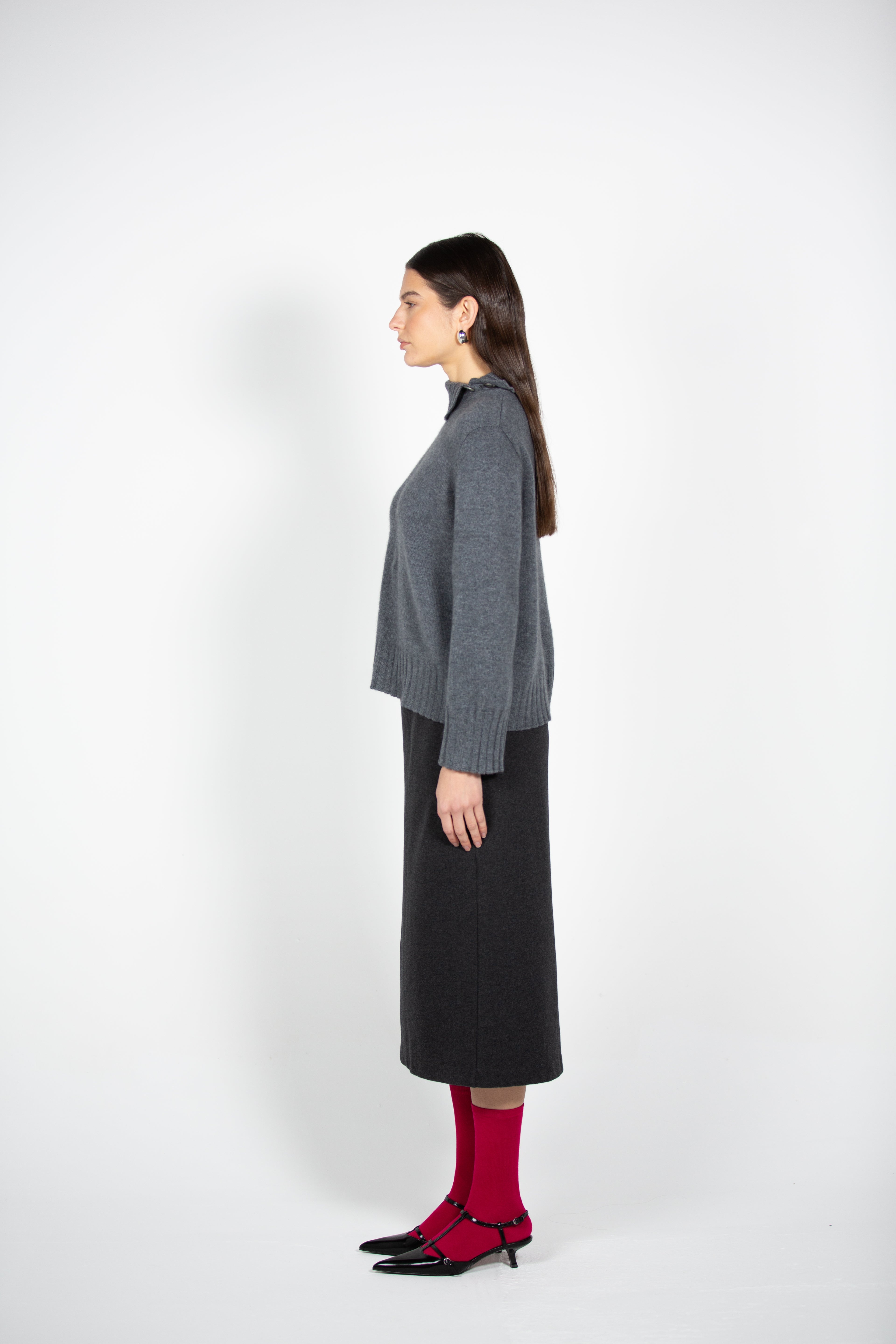 Tonot's Asymmetrical Neckline Knit Sweater