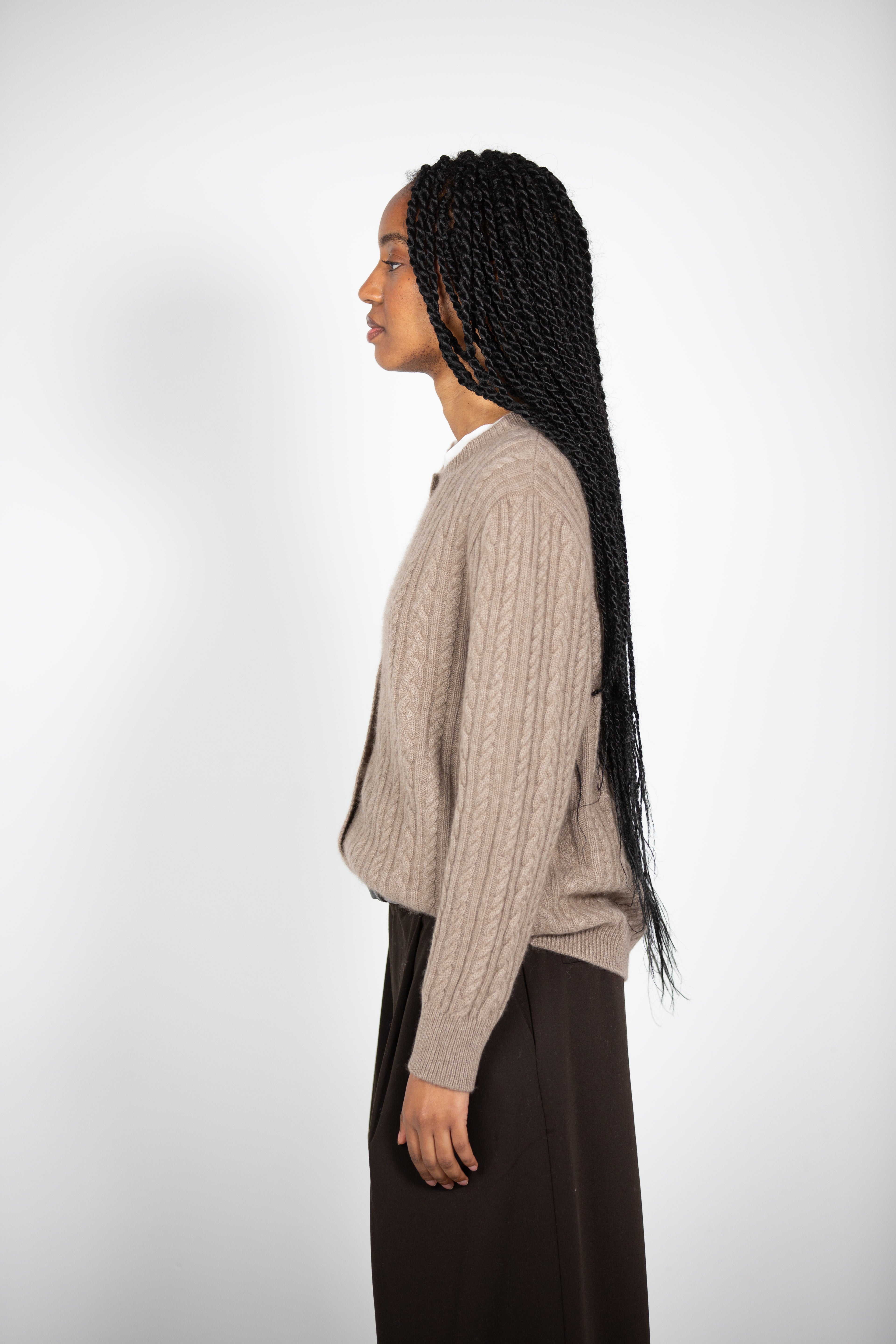 ST Cashmere's Natural Brown Button Jumper