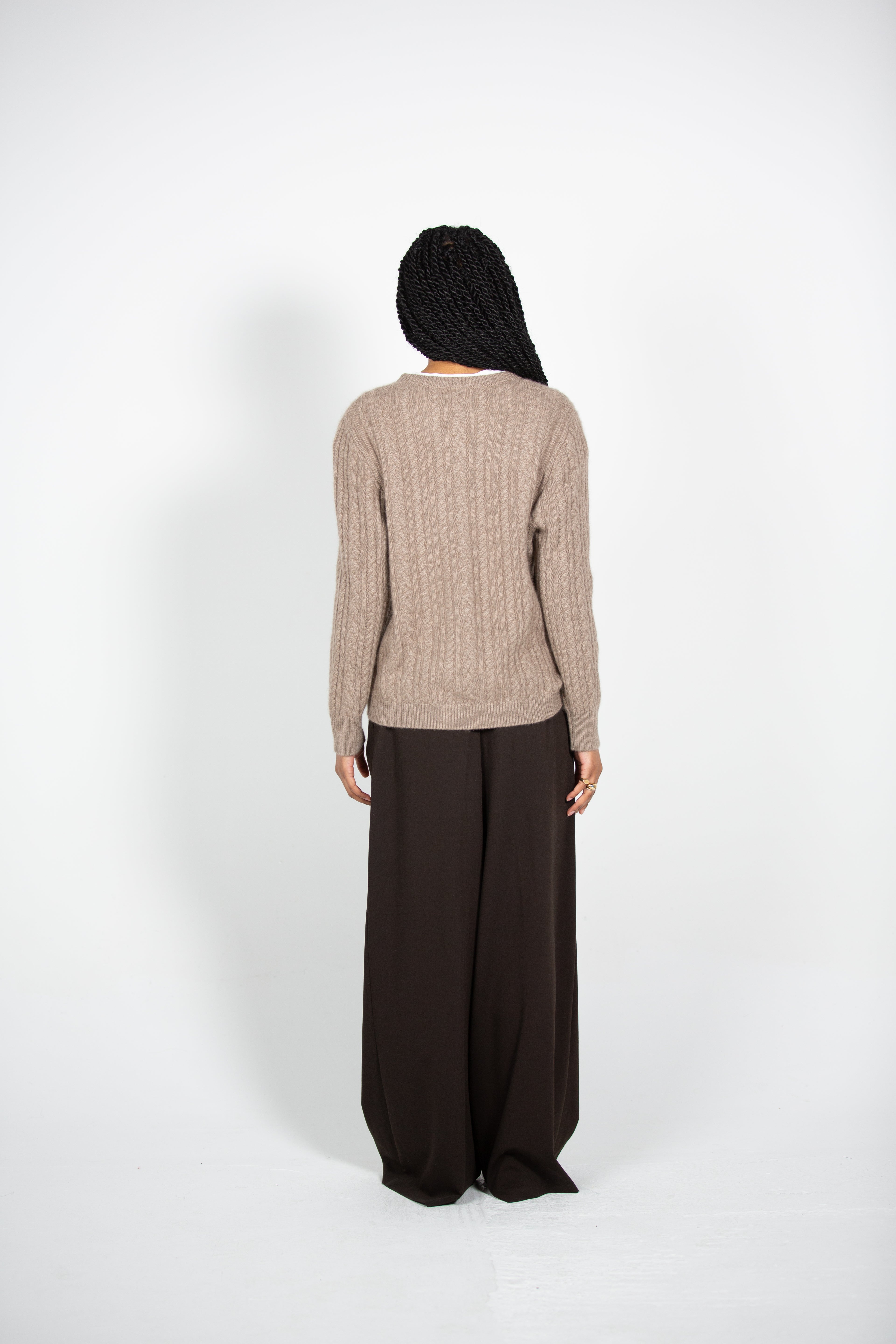 ST Cashmere's Natural Brown Button Jumper