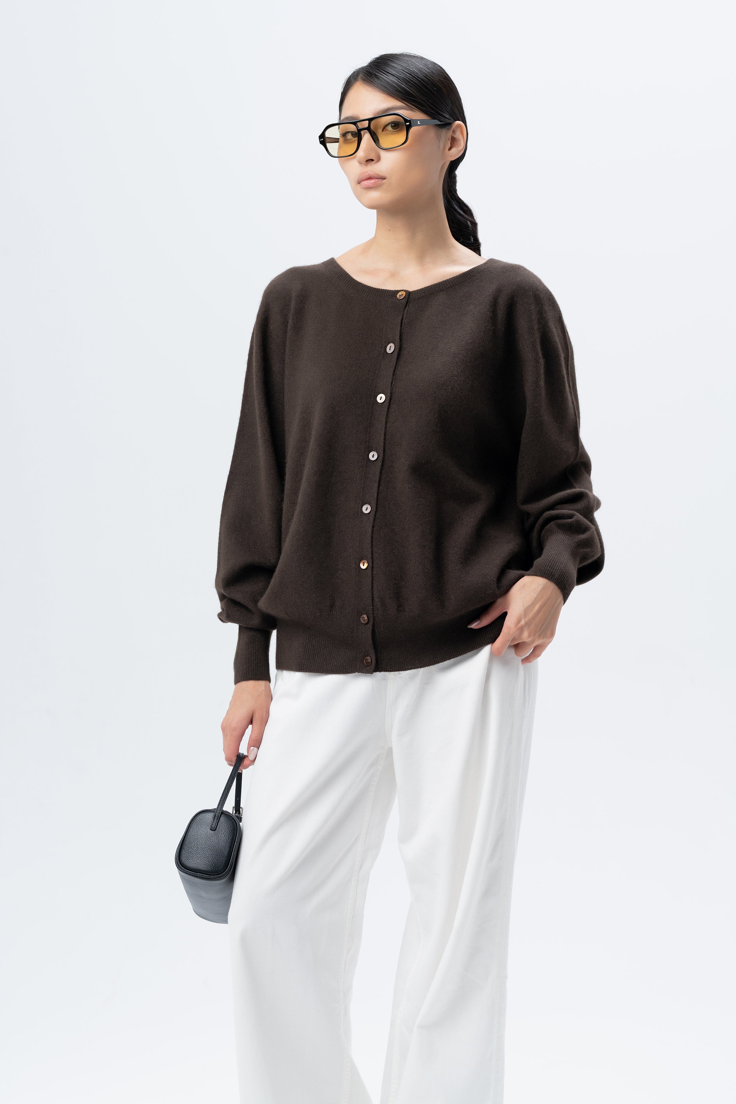 Crewneck Button Cardigan