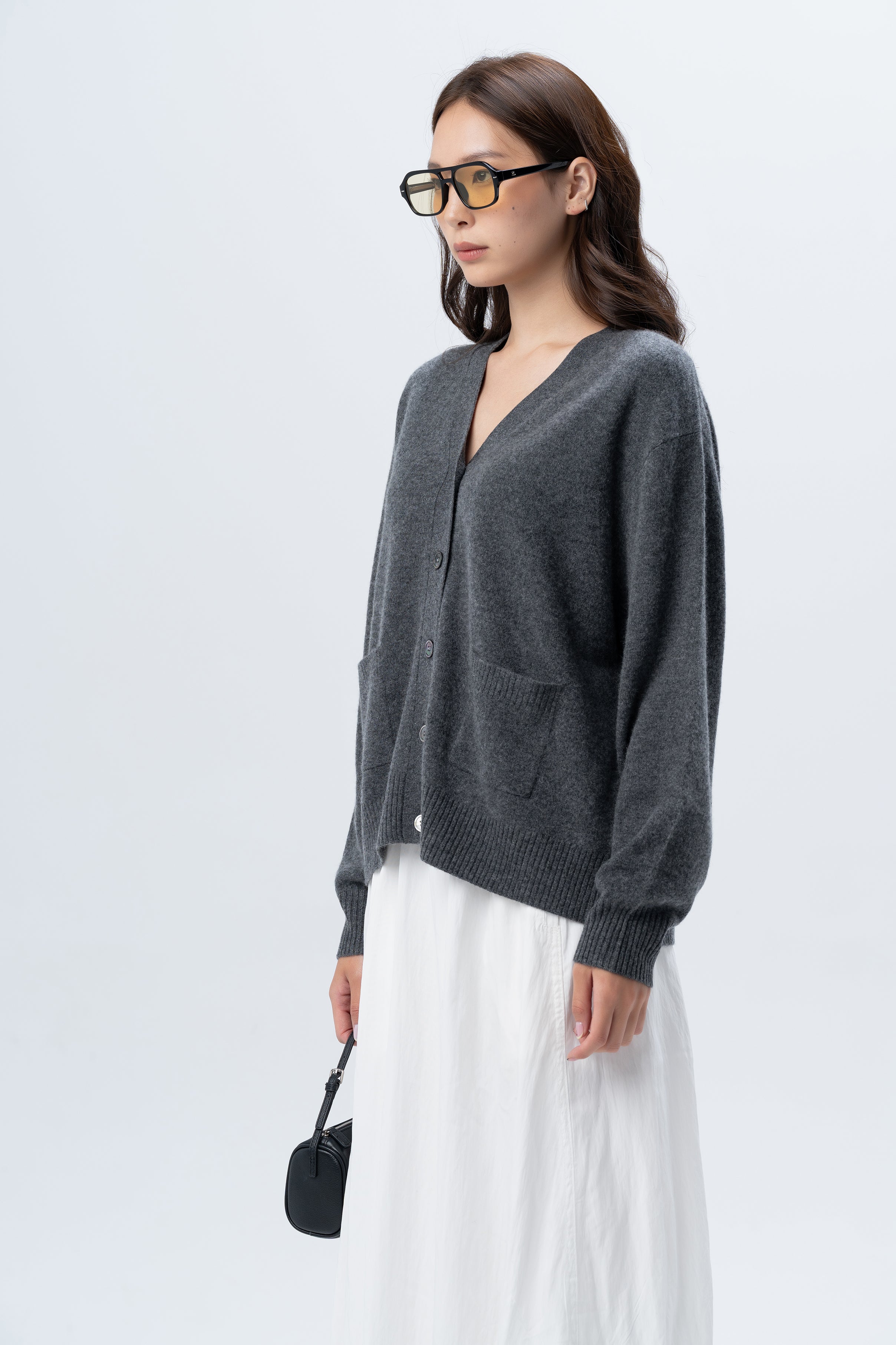 Grey Cardigan with Silver Buttons