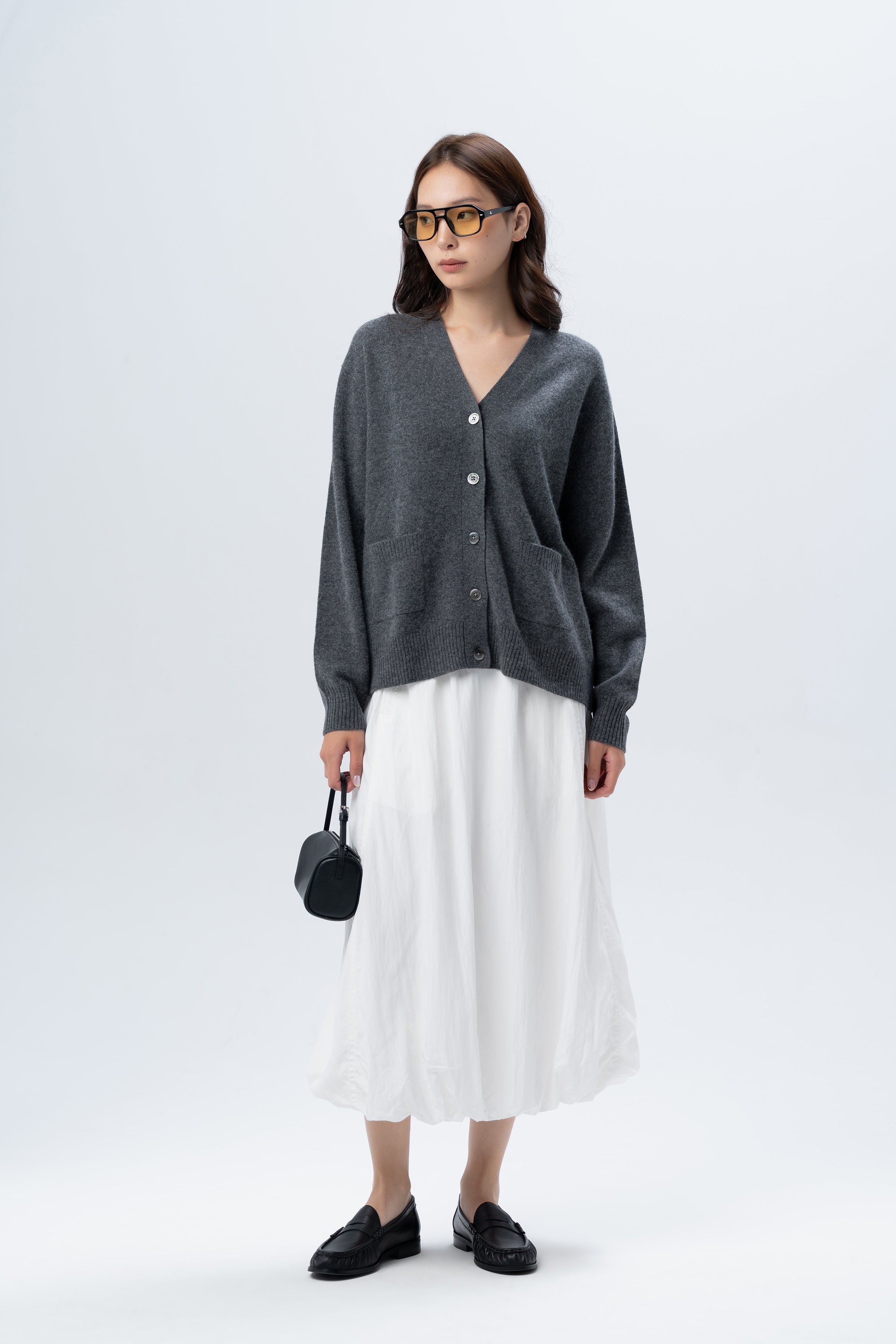 Grey Cardigan with Silver Buttons