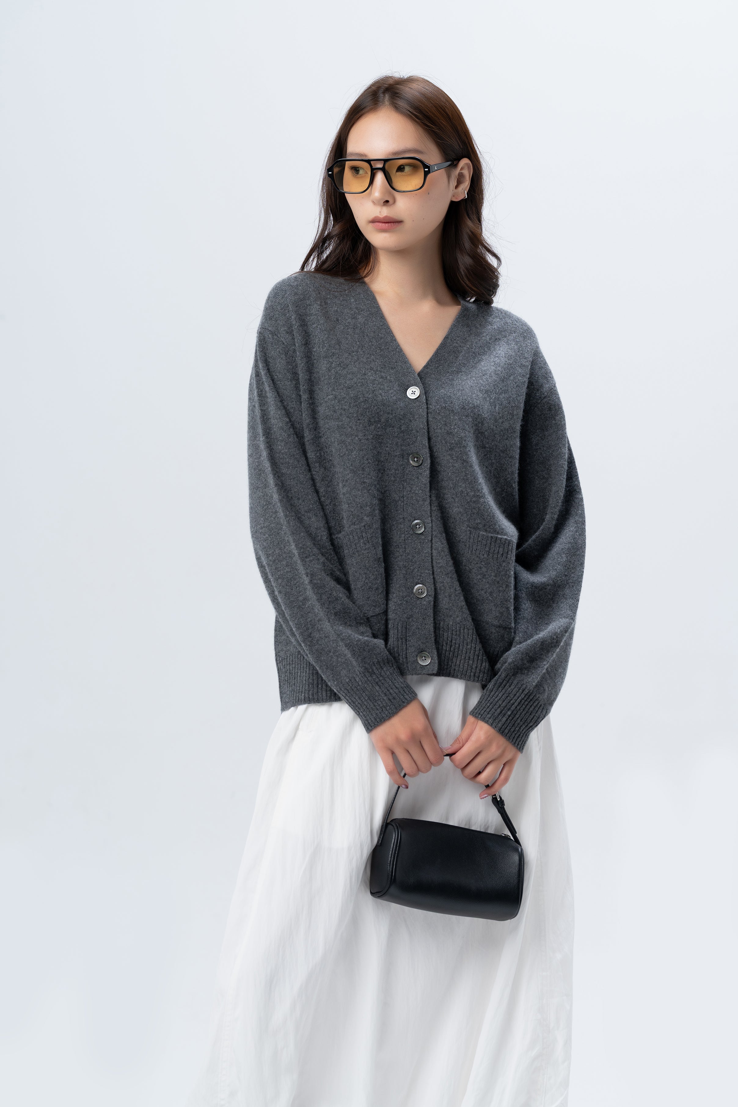 Grey Cardigan with Silver Buttons