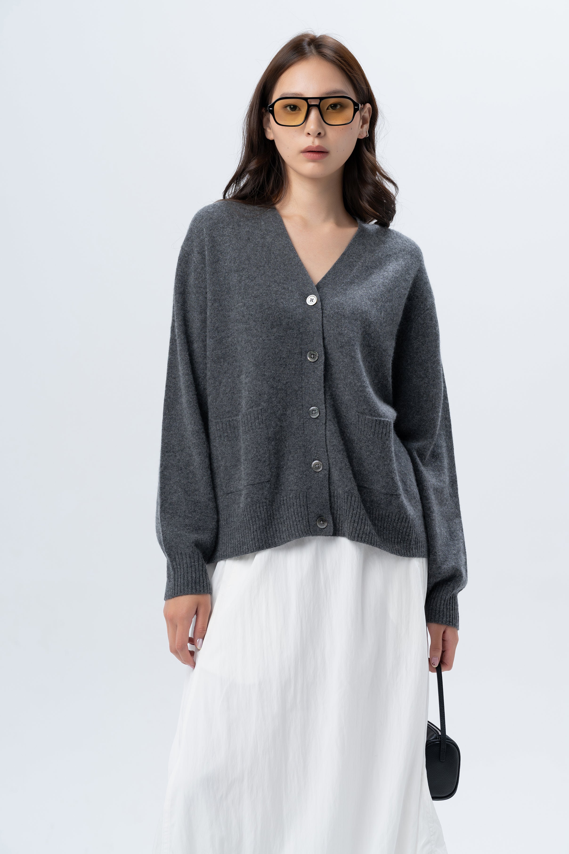Grey Cardigan with Silver Buttons
