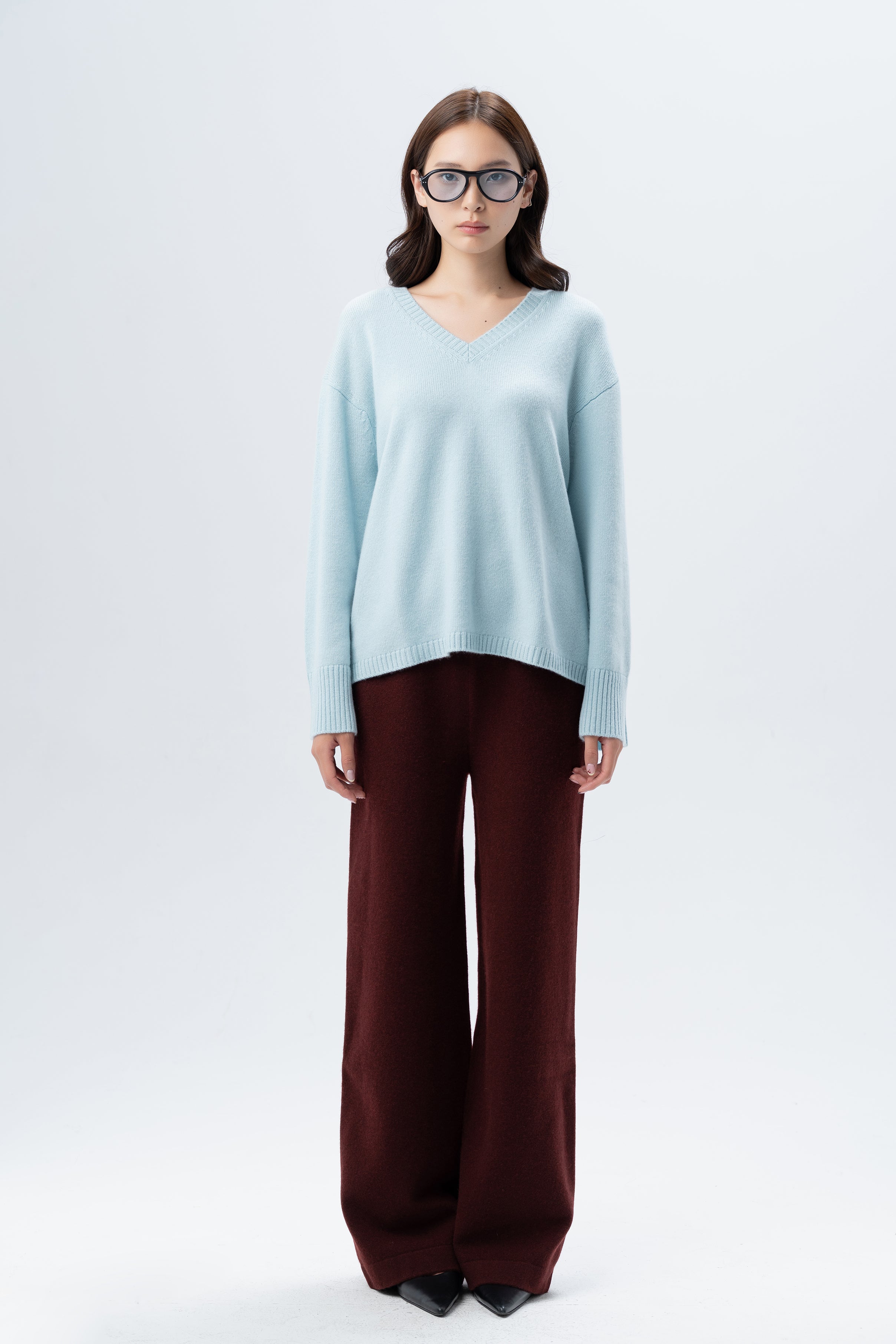 Tonot Light Blue V-Neck Jumper