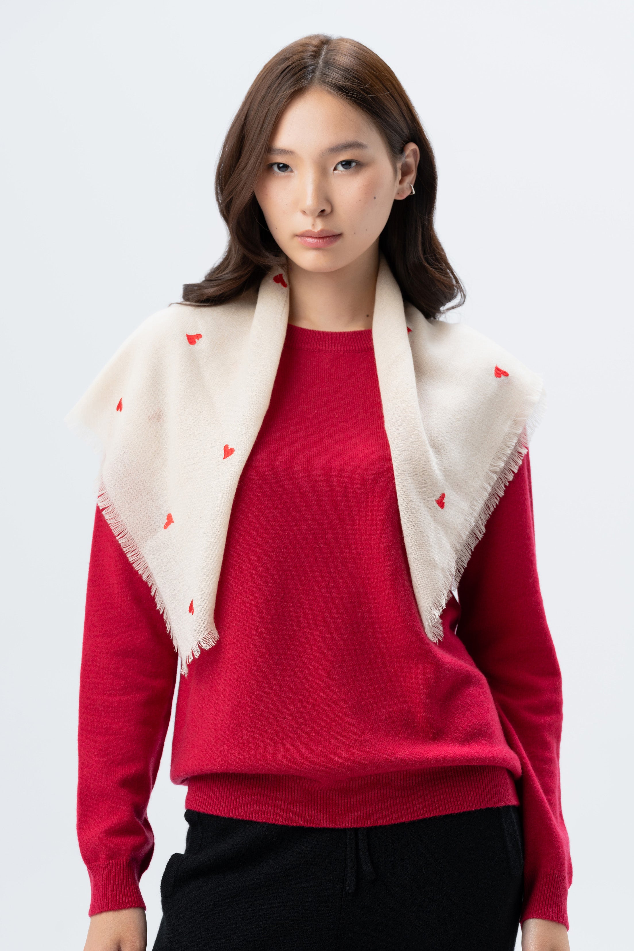 Atoz Heart Embroidered Cashmere Scarf