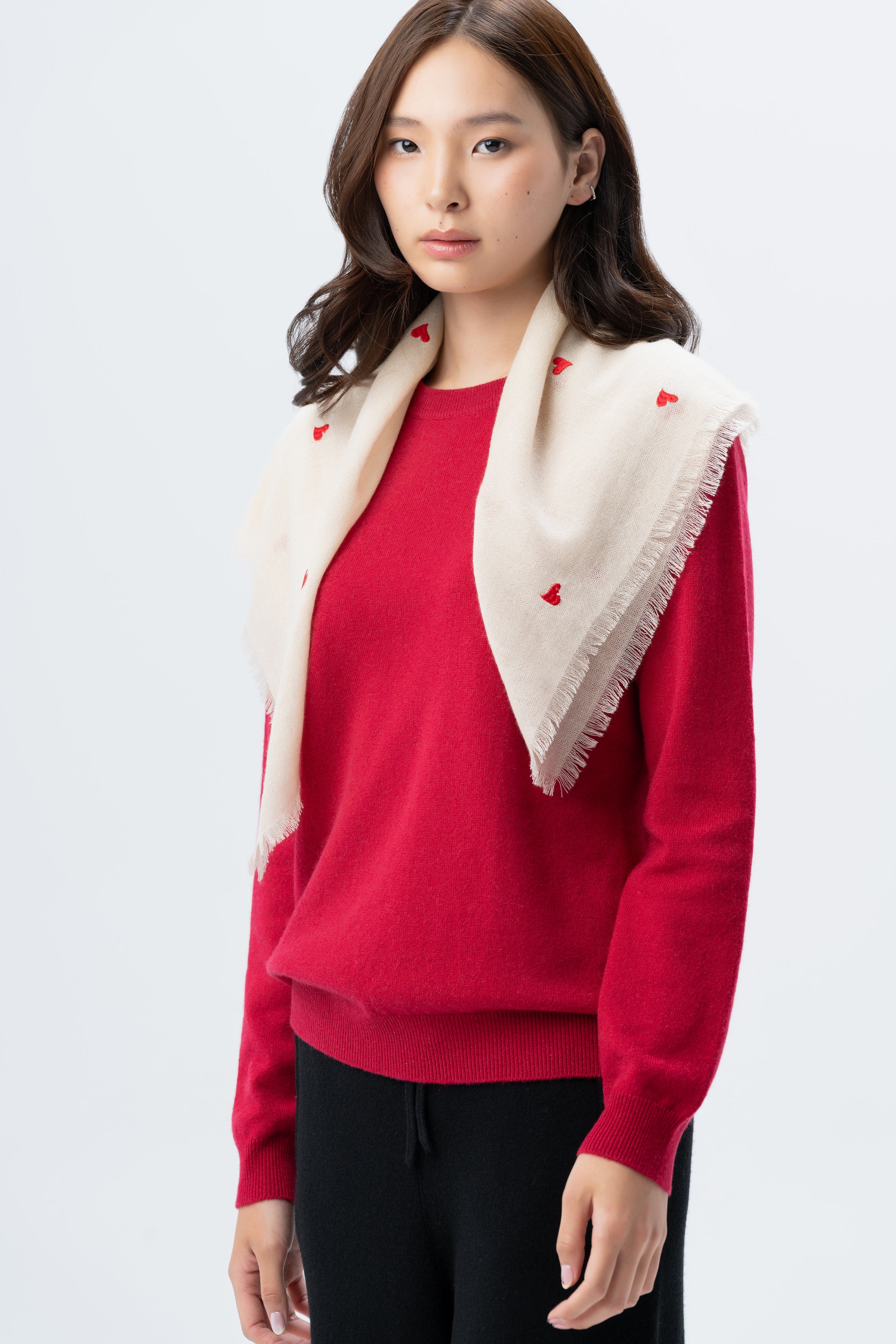 Atoz Heart Embroidered Cashmere Scarf