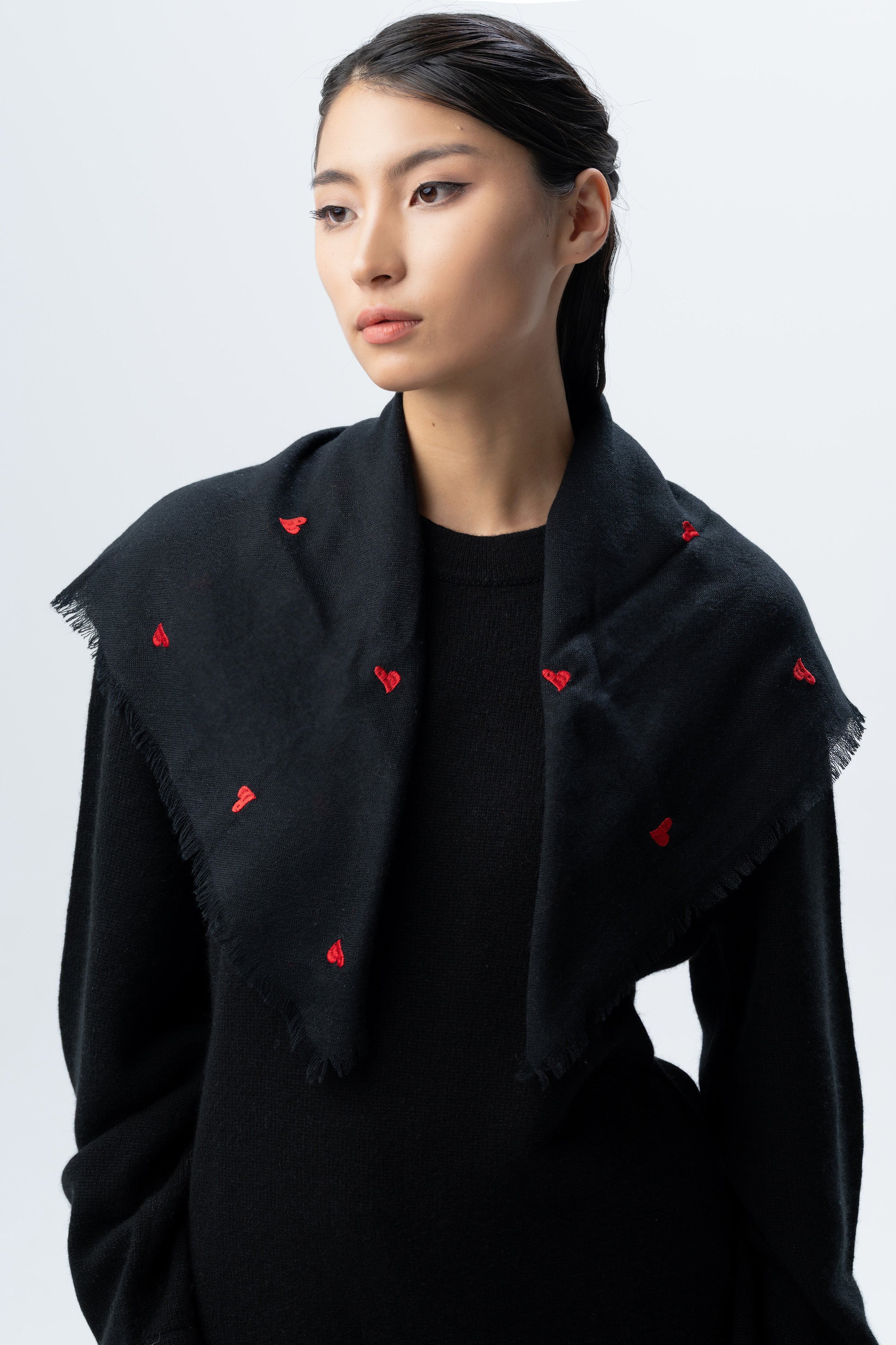Atoz Heart Embroidered Cashmere Scarf