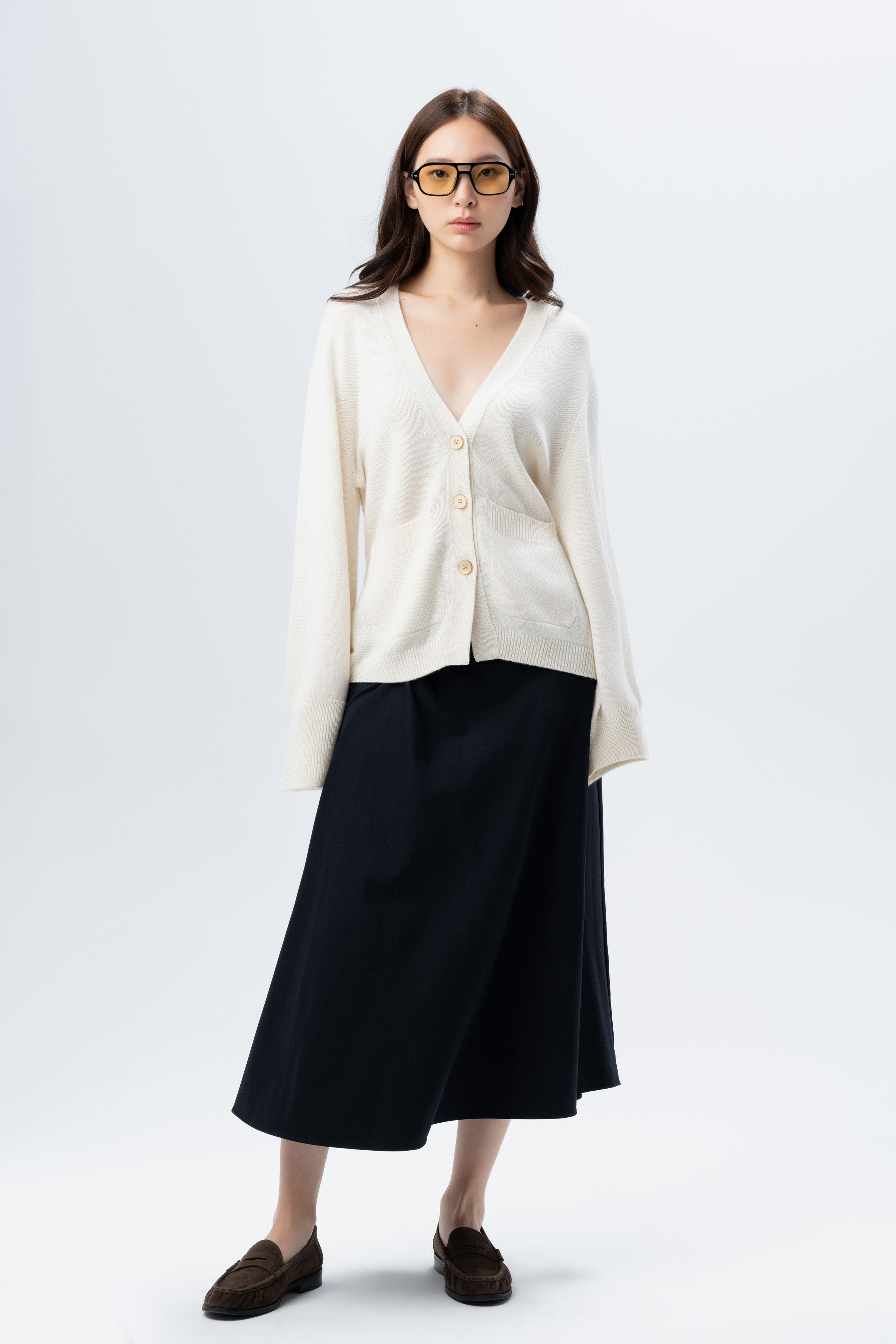 Tana Knitwear Cream V-Neck Cardigan