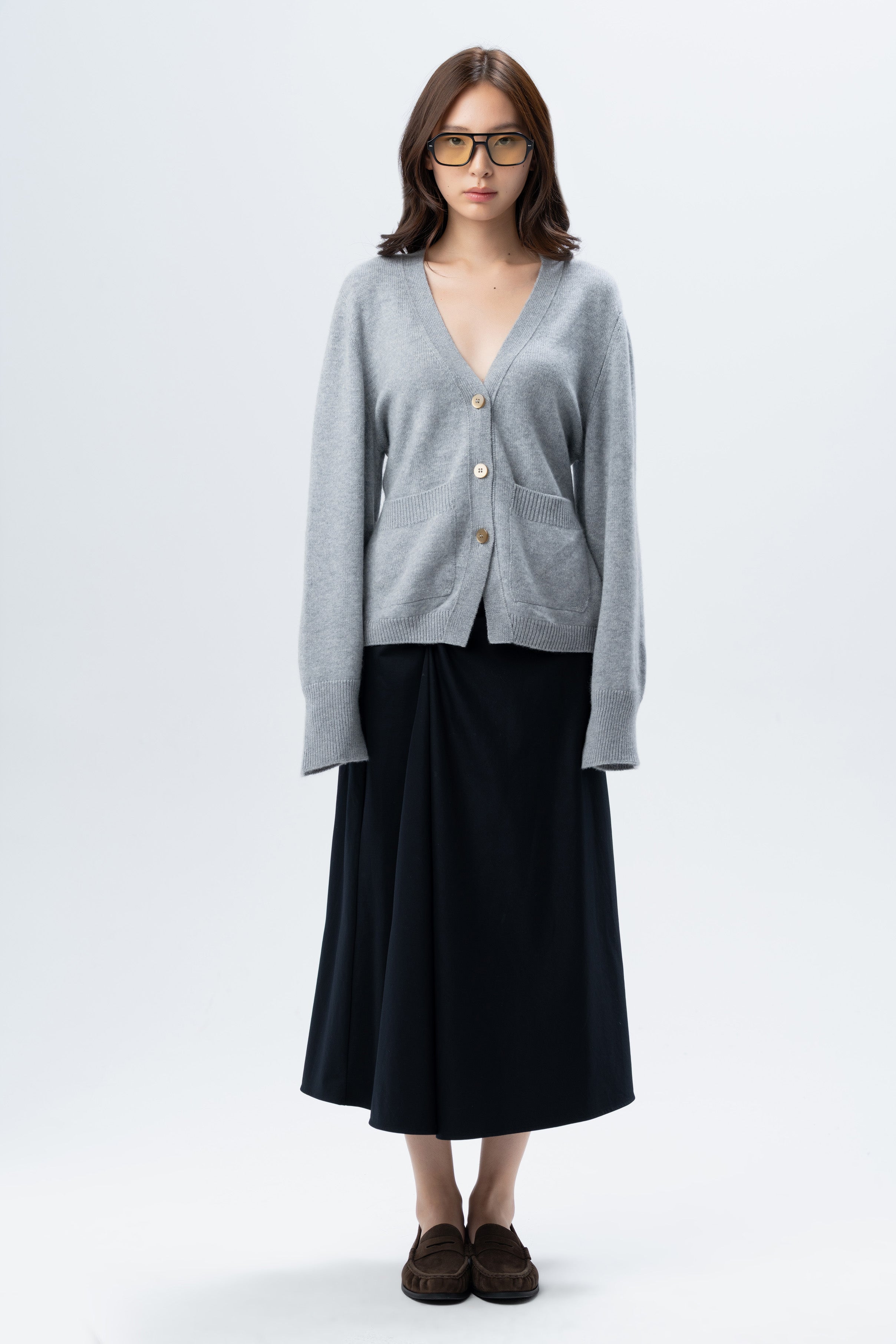 Tana Knitwear Grey V-Neck Cardigan