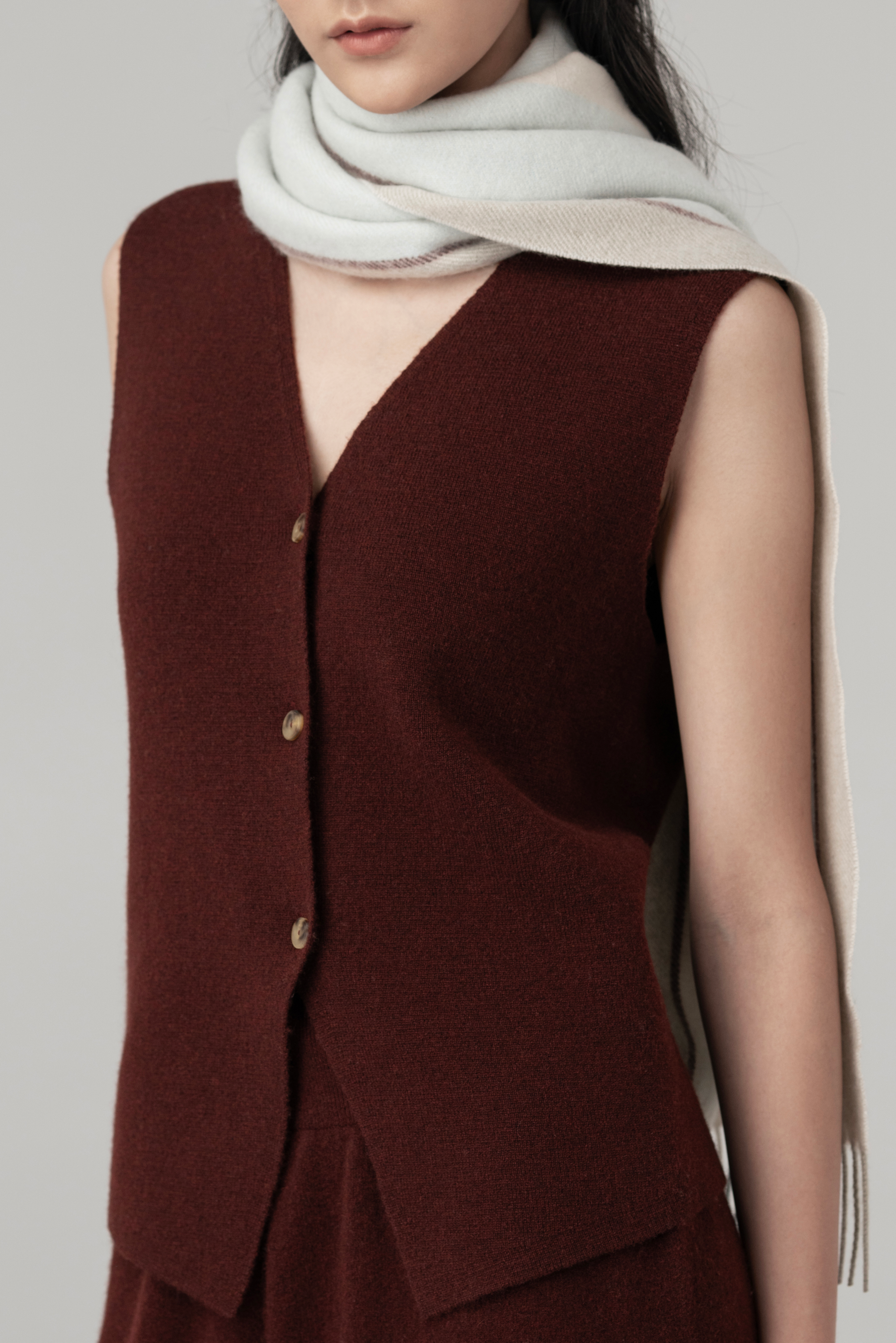 Light Blue Scarf with Burgundy Accent
