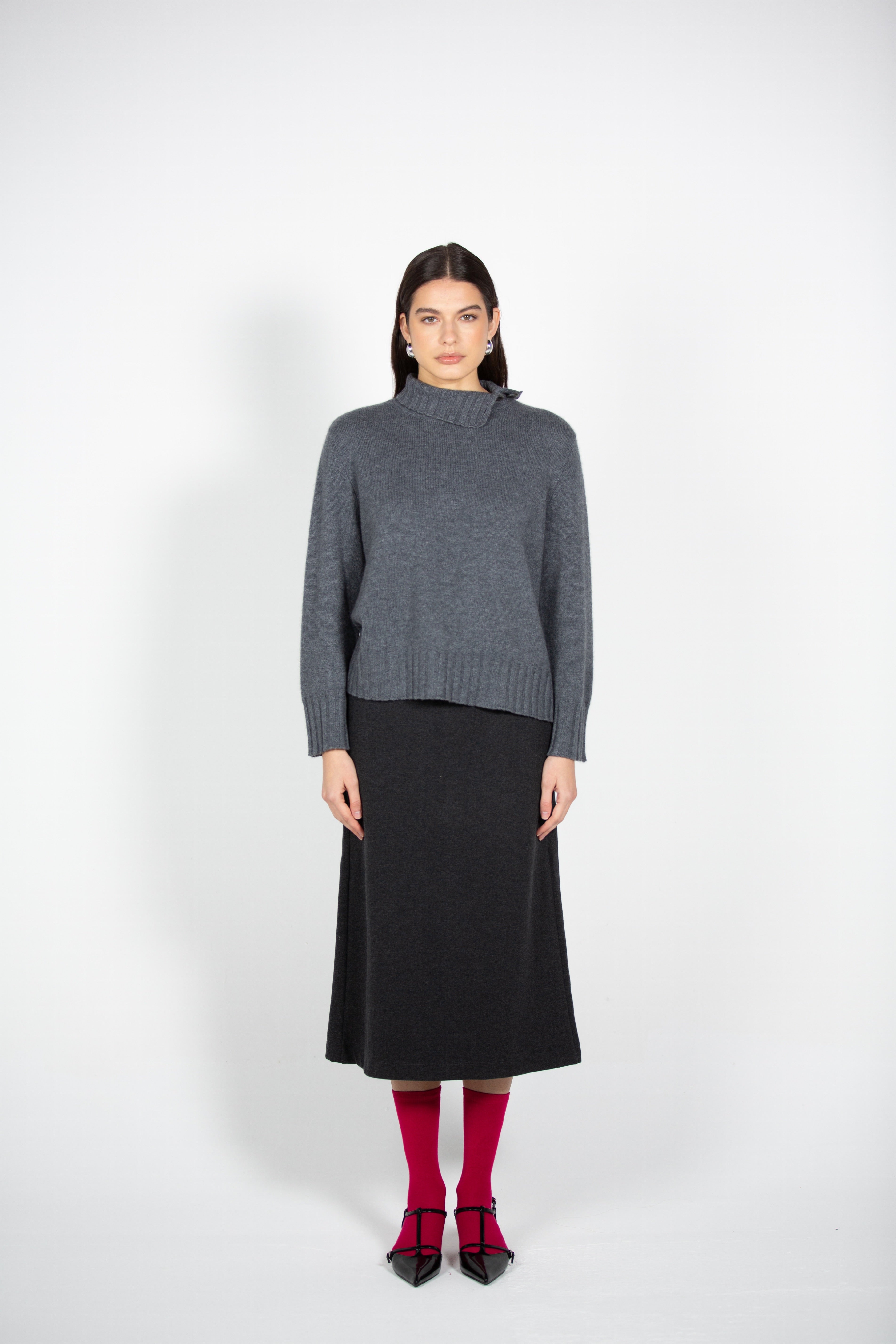 Tonot's Asymmetrical Neckline Knit Sweater