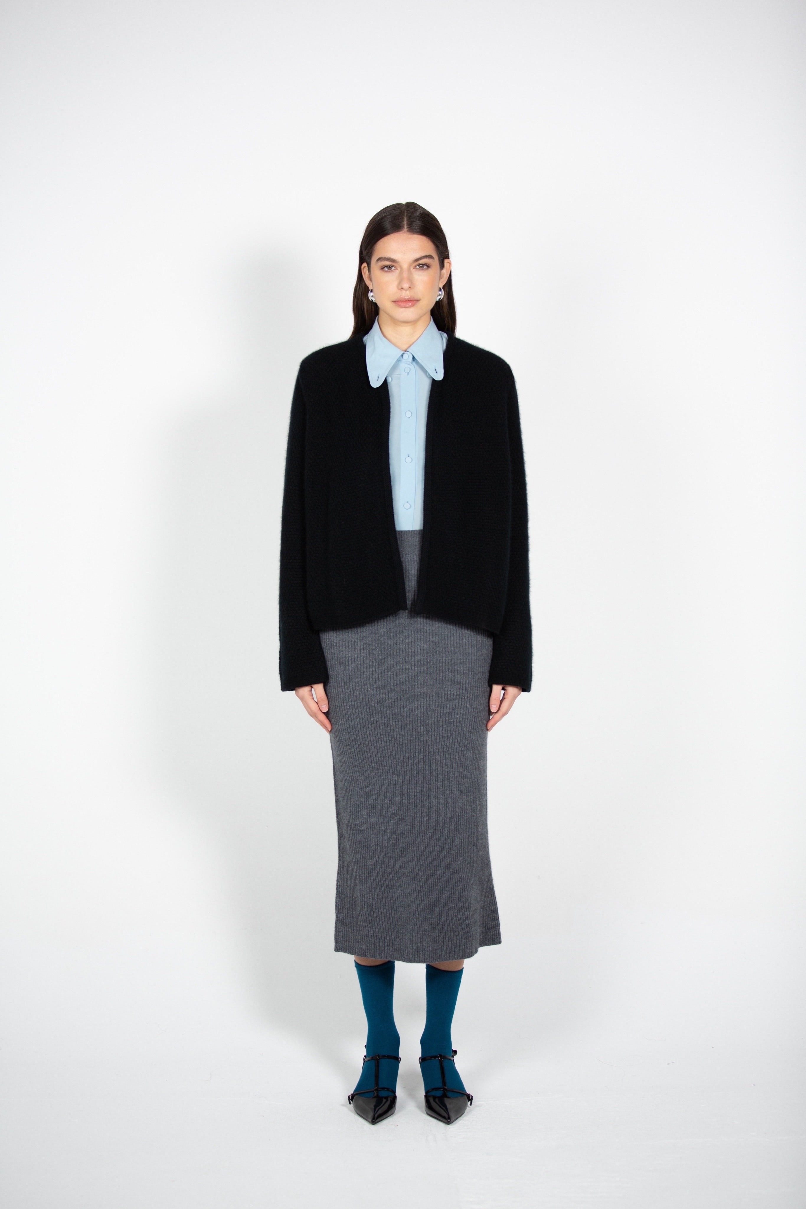 Tonot's Black Blazer like Cardigan