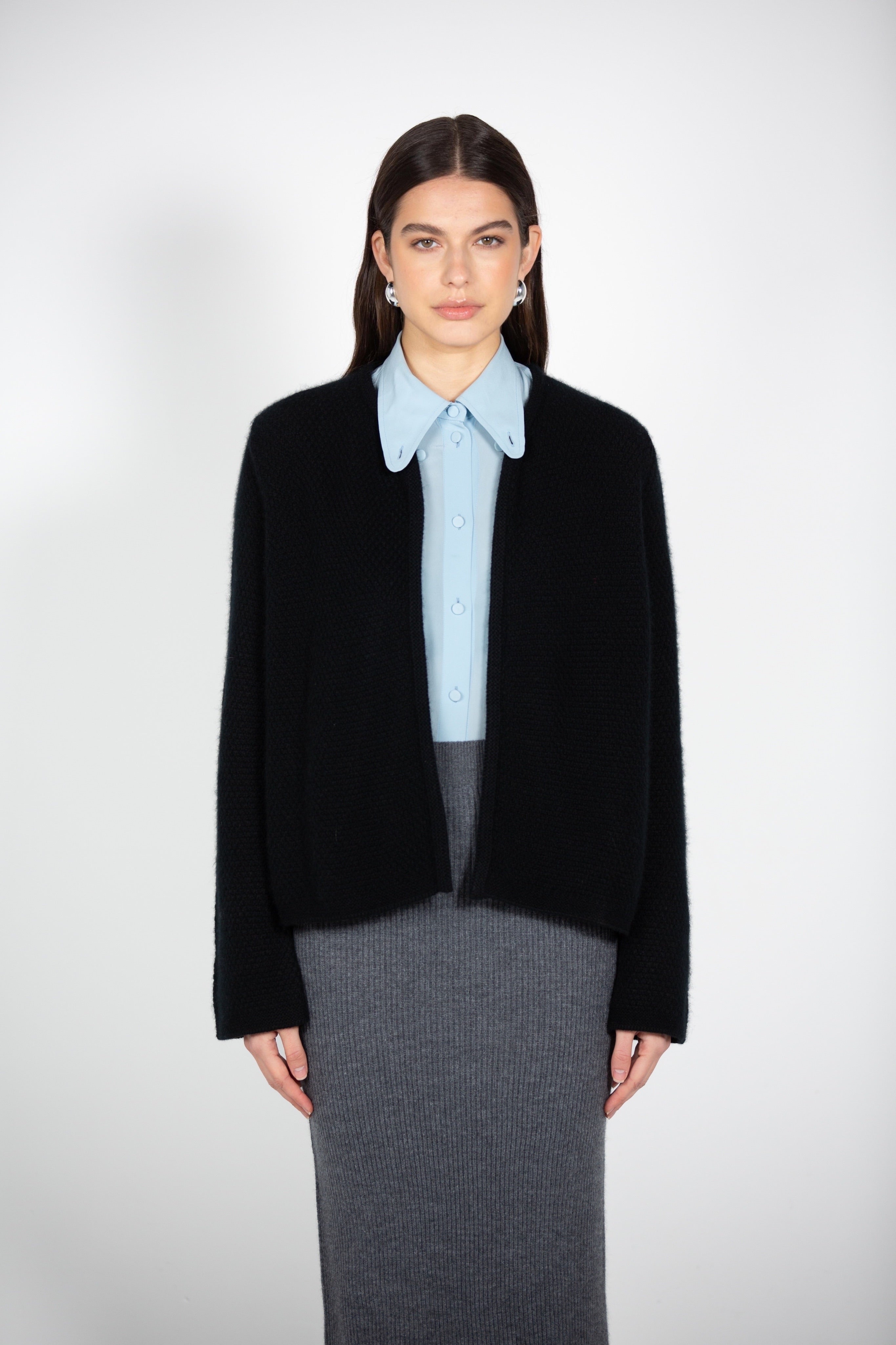 Tonot's Black Blazer like Cardigan