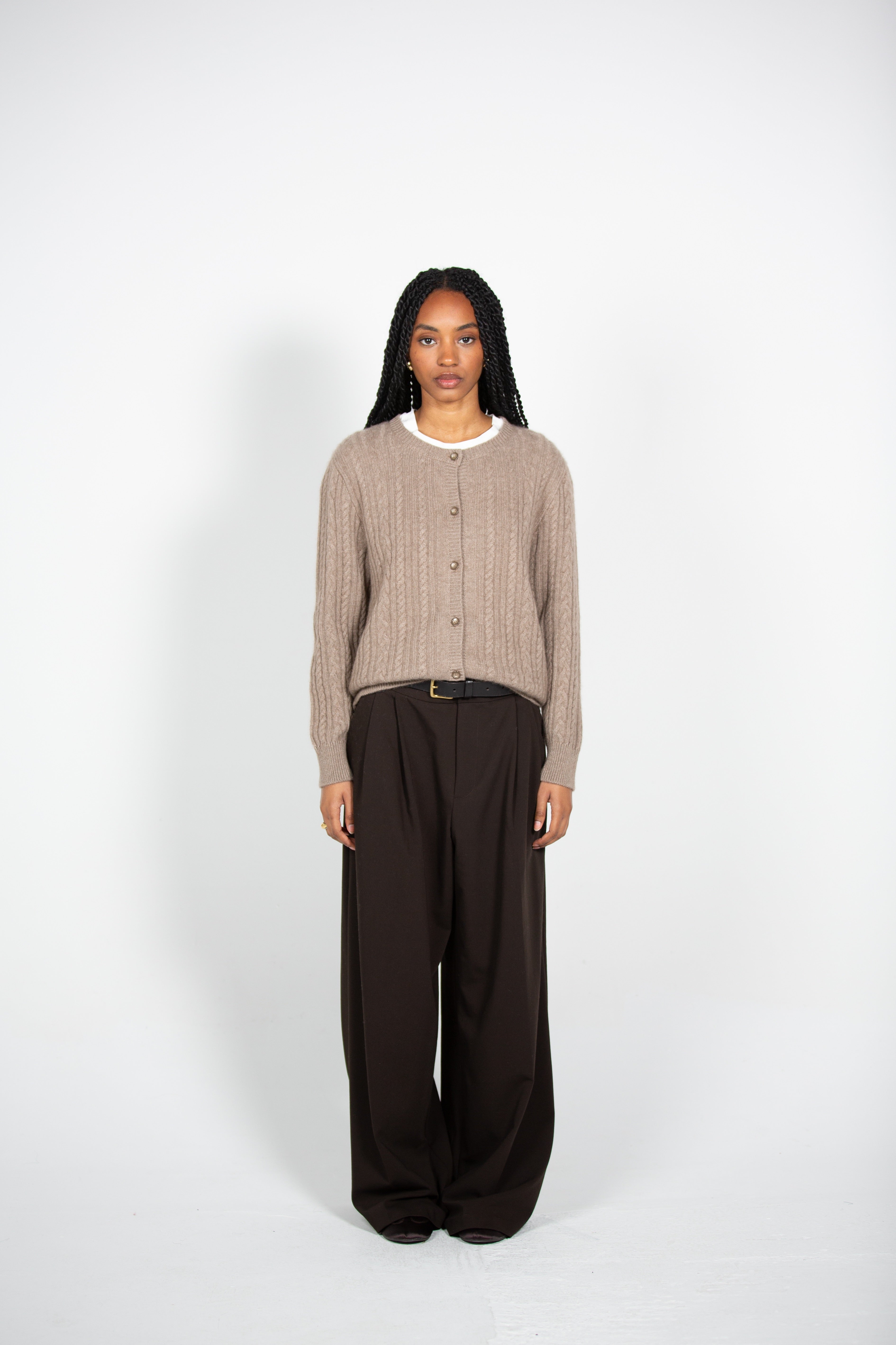ST Cashmere's Natural Brown Button Jumper