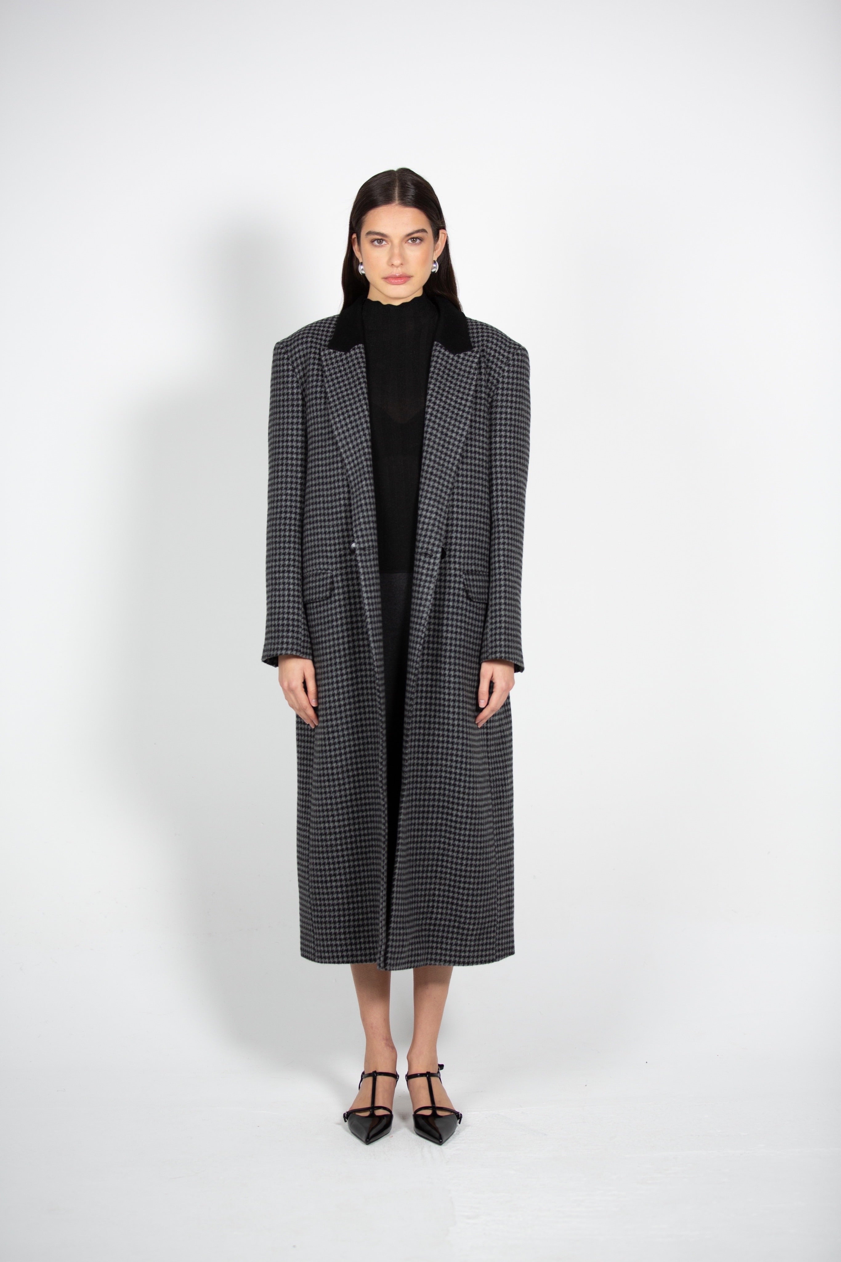 Noemi's Houndstooth Maxi Coat