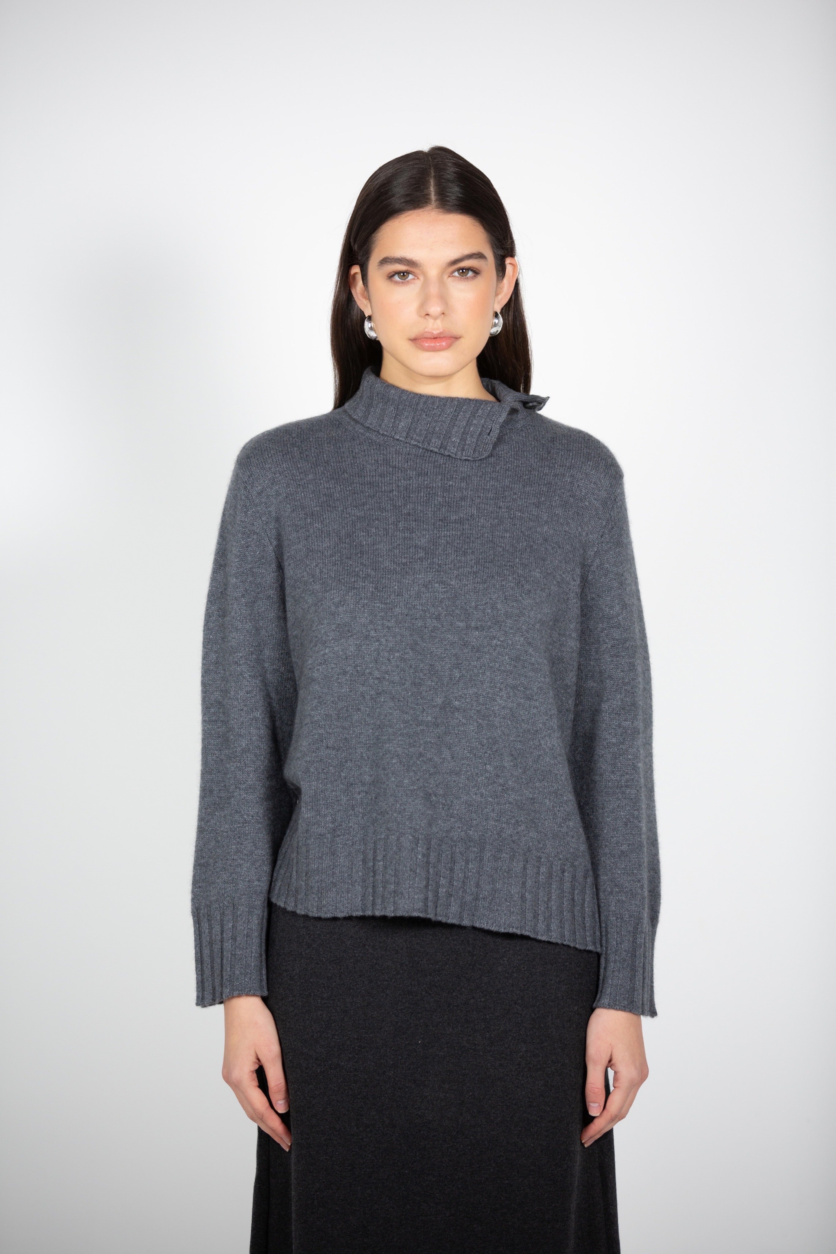 Tonot's Asymmetrical Neckline Knit Sweater