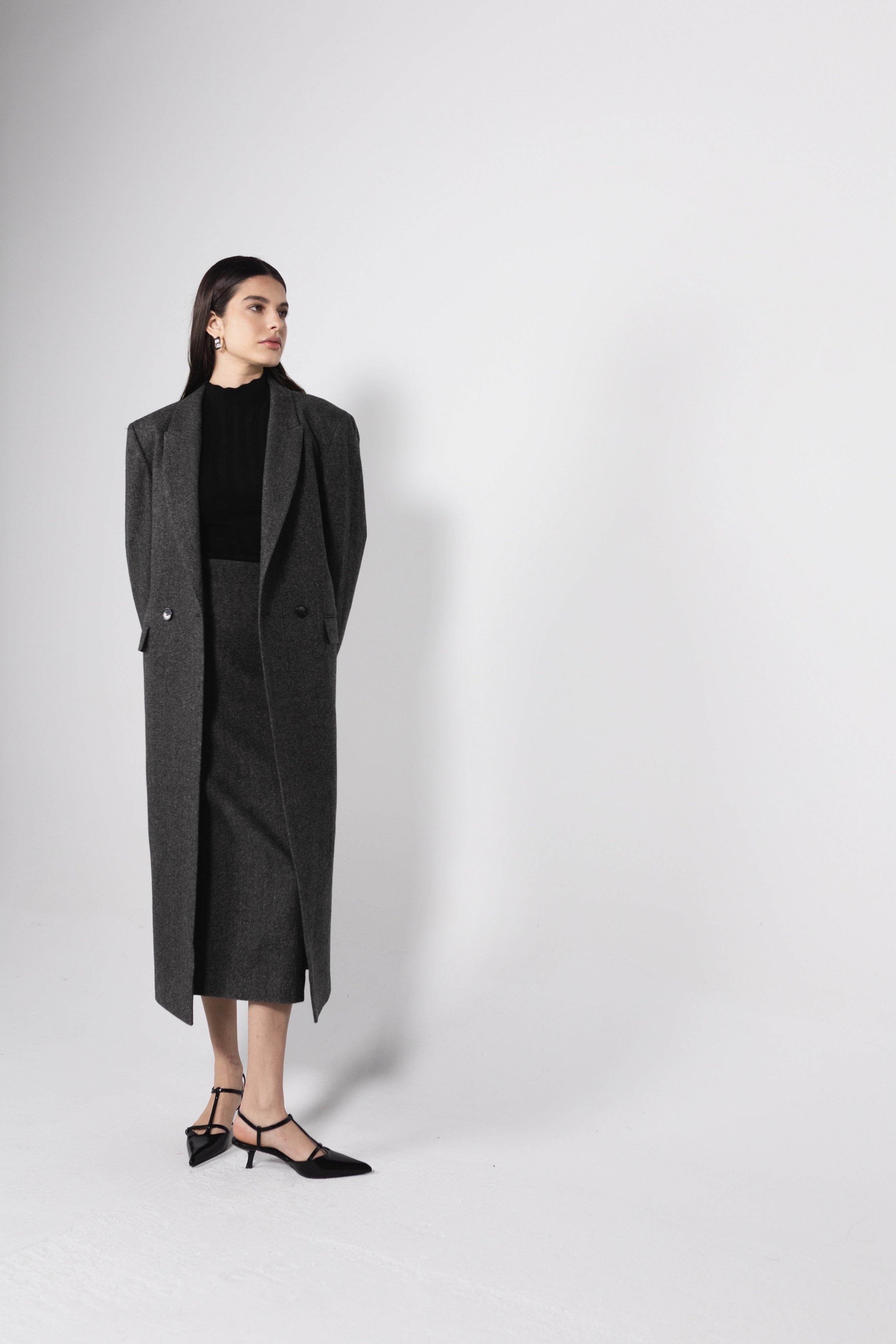 Noemi's Grey Maxi Coat